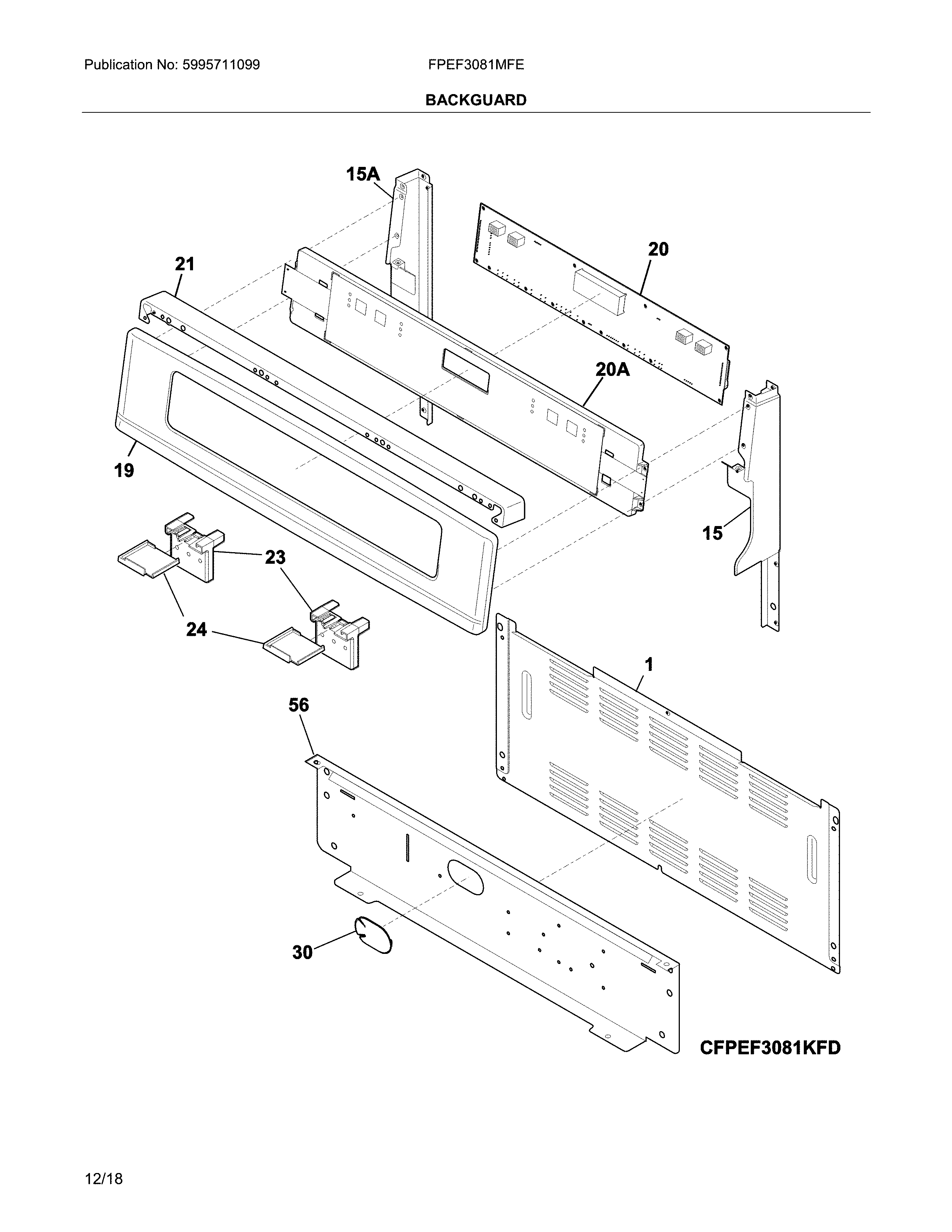 Frigidaire FPEF3081MFE backguard diagram