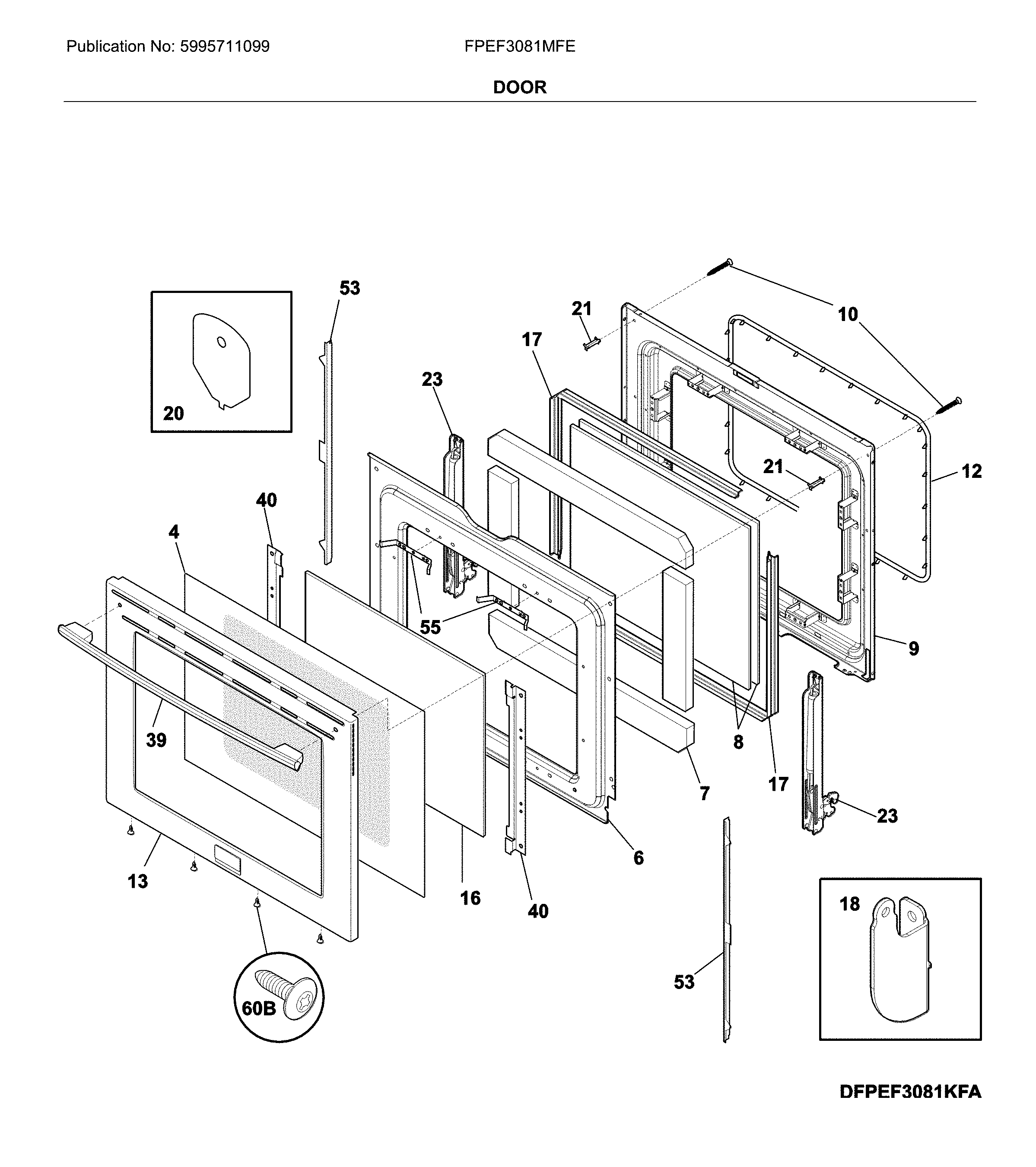 Frigidaire FPEF3081MFE door diagram