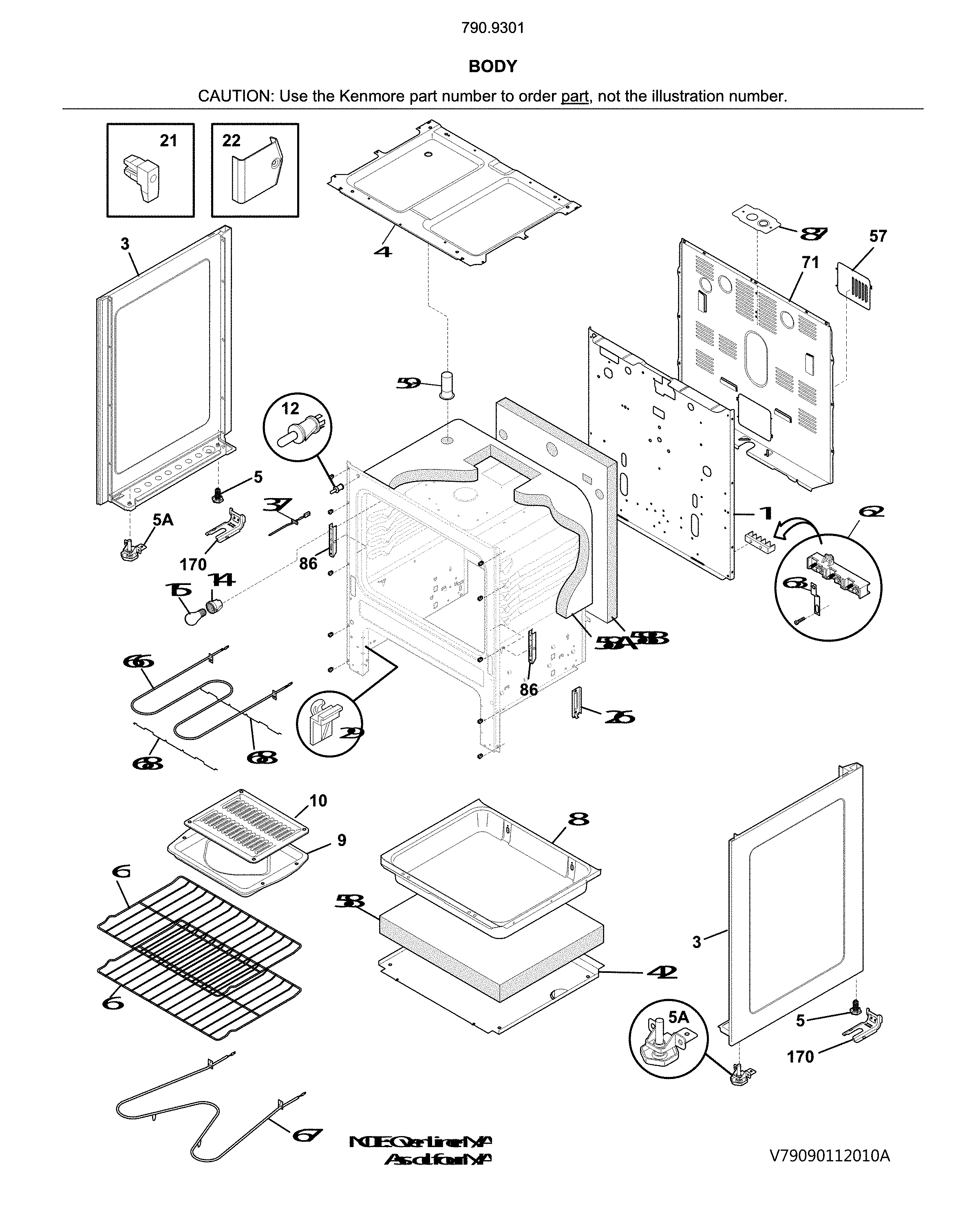 Kenmore 79093012316 body diagram