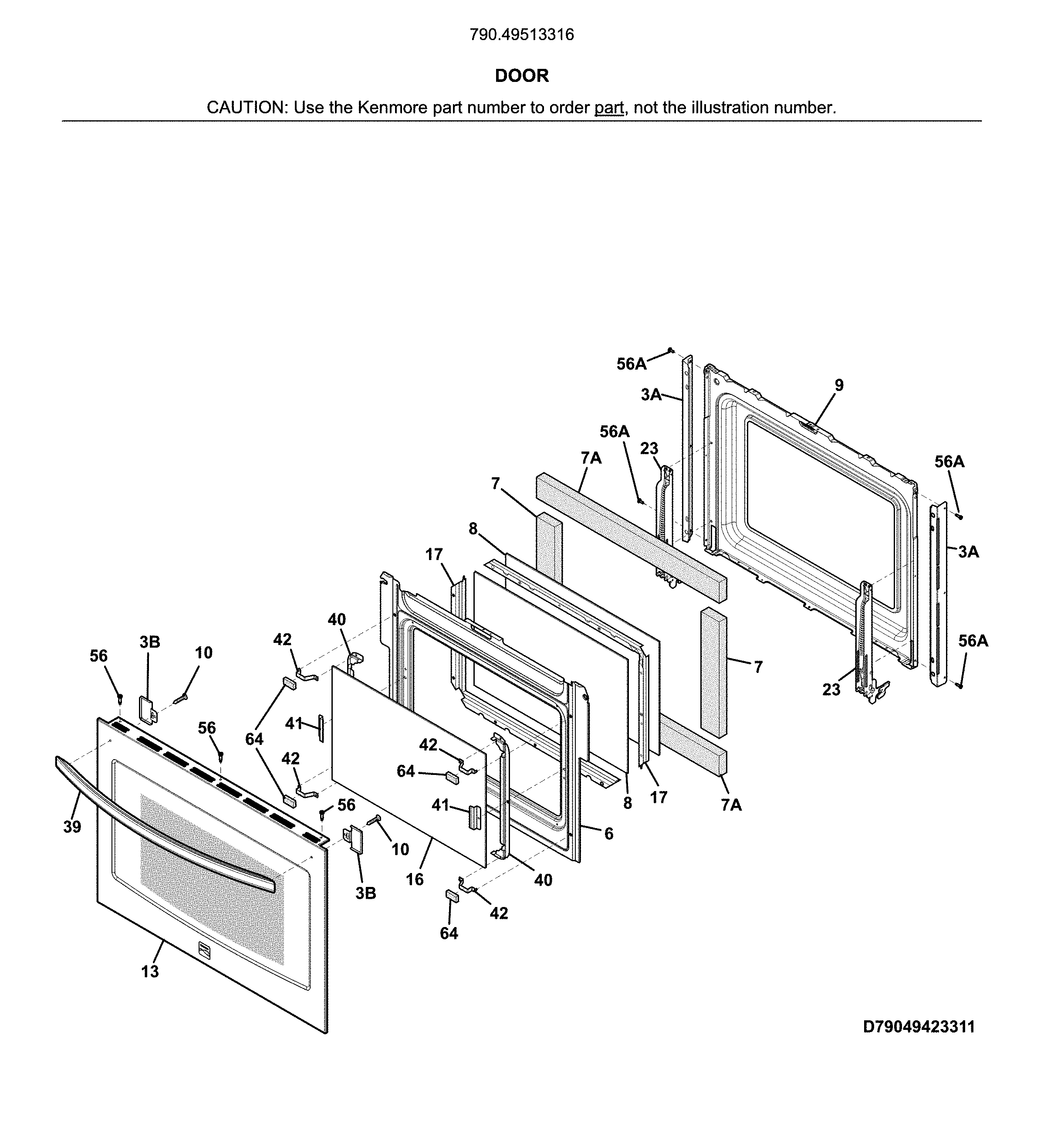 Kenmore 79049513316 door diagram