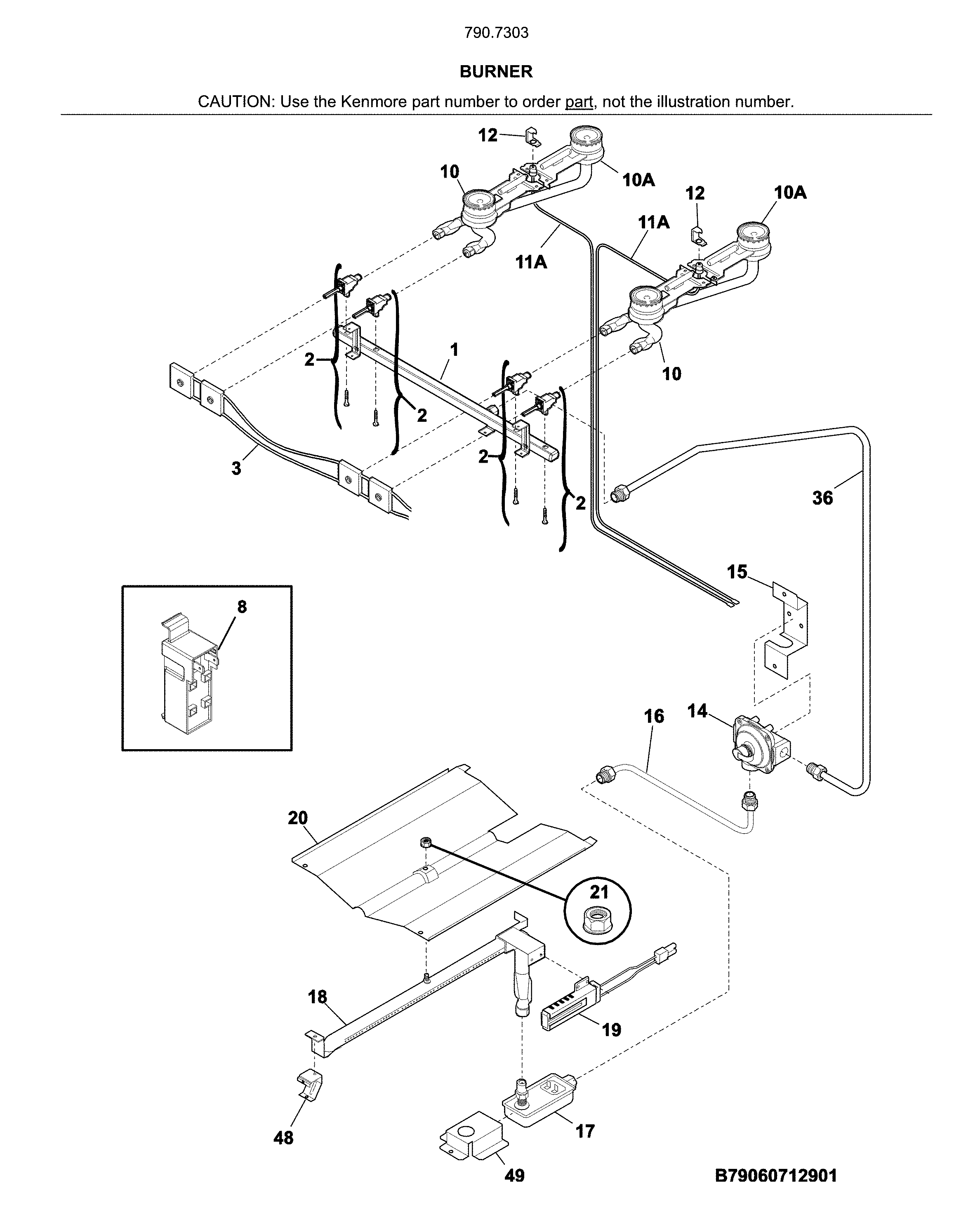 Kenmore 79073032316 burner diagram