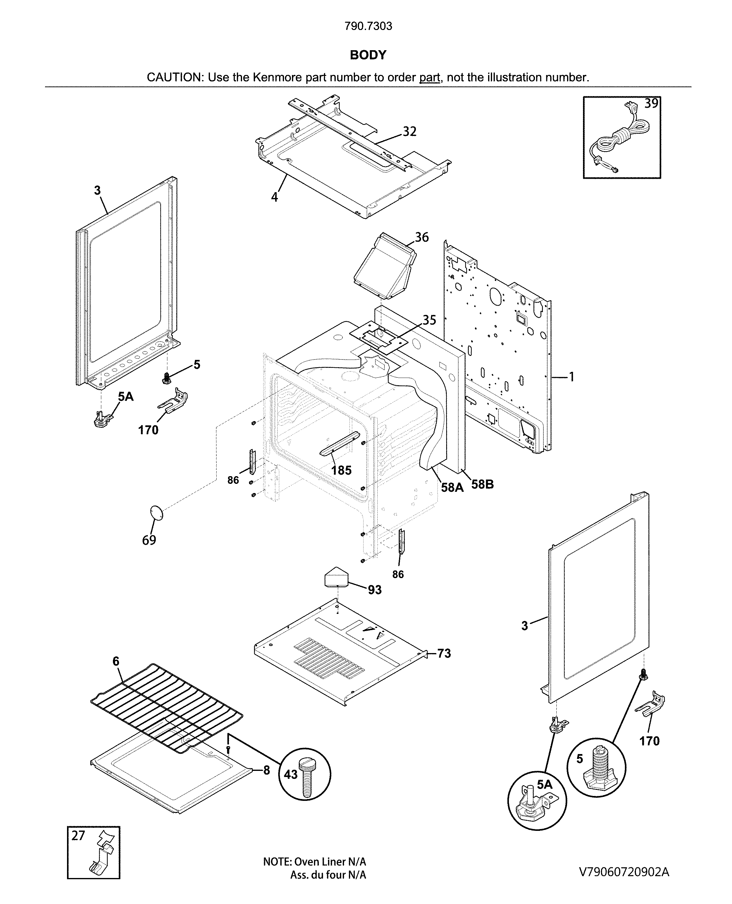 Kenmore 79073032316 body diagram
