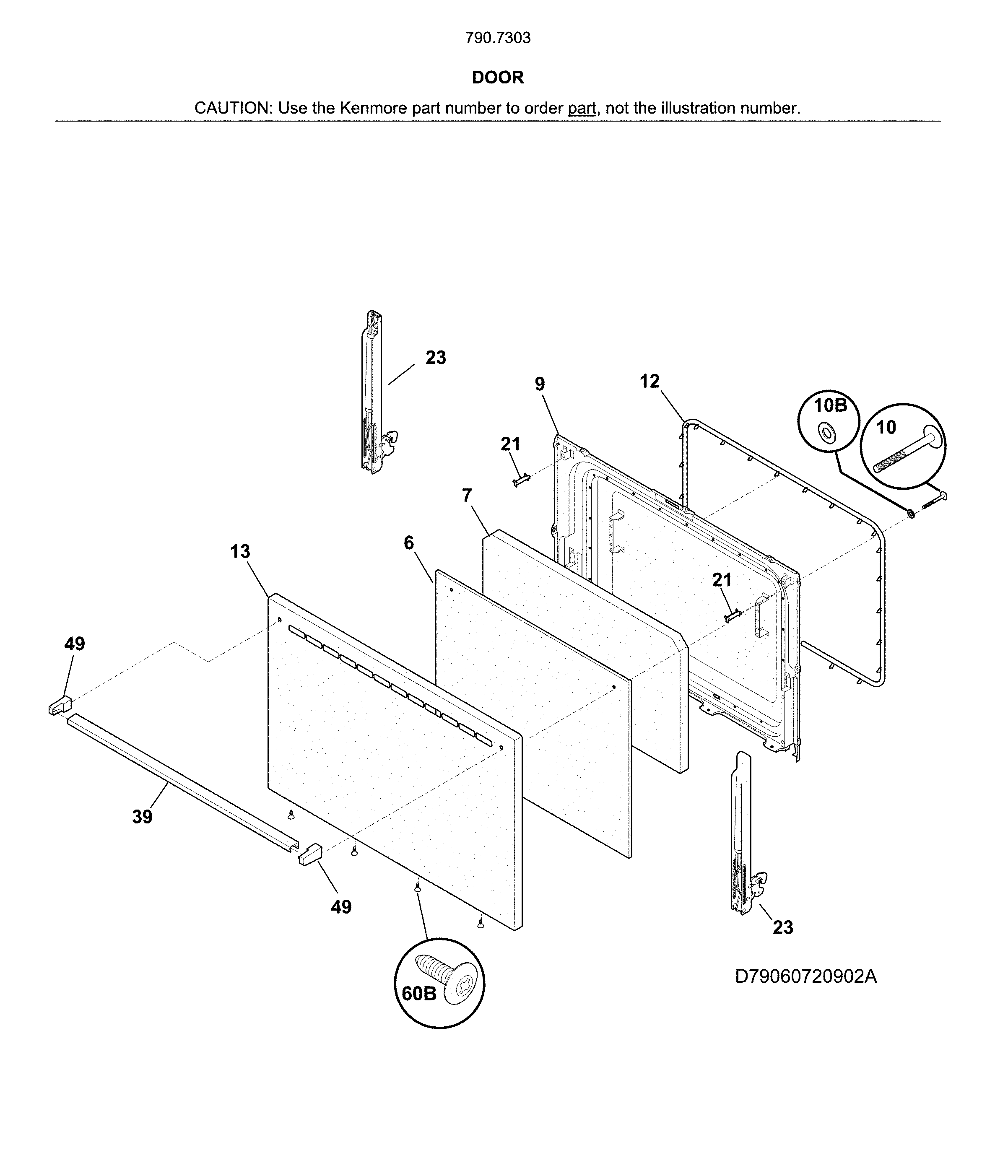 Kenmore 79073032316 door diagram