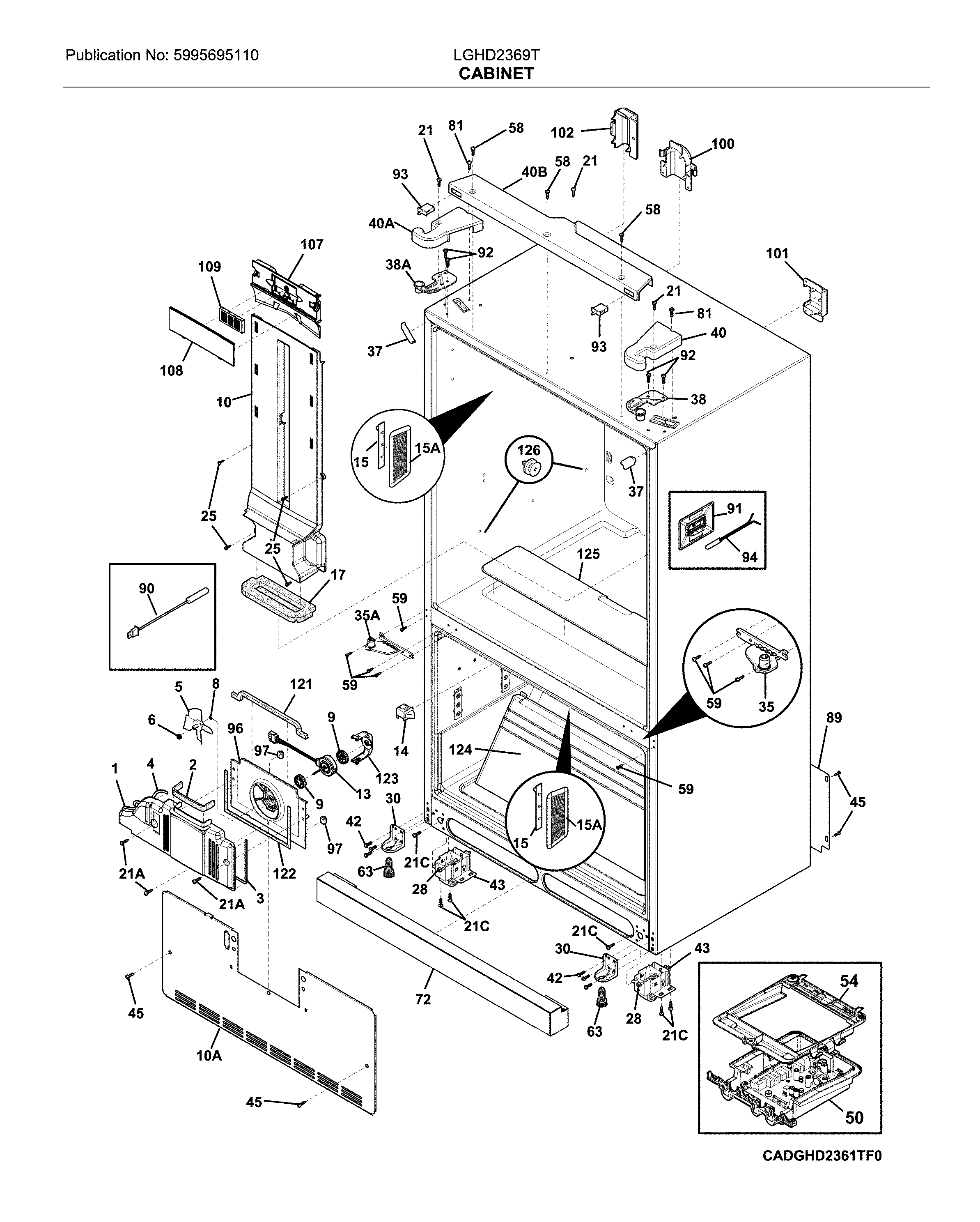 Frigidaire LGHD2369TF2 cabinet diagram