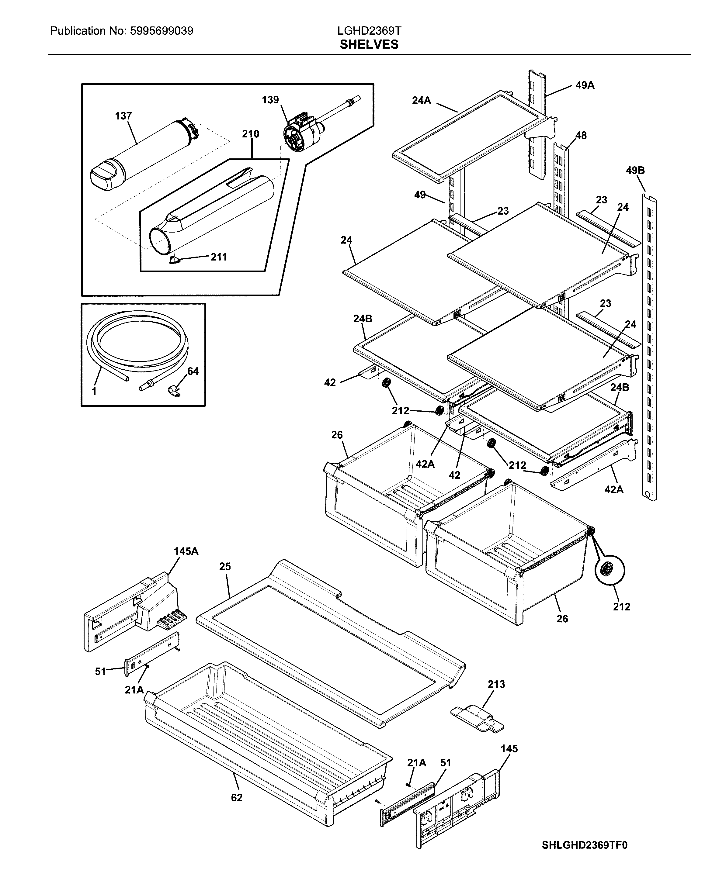 Frigidaire LGHD2369TD3 shelves diagram
