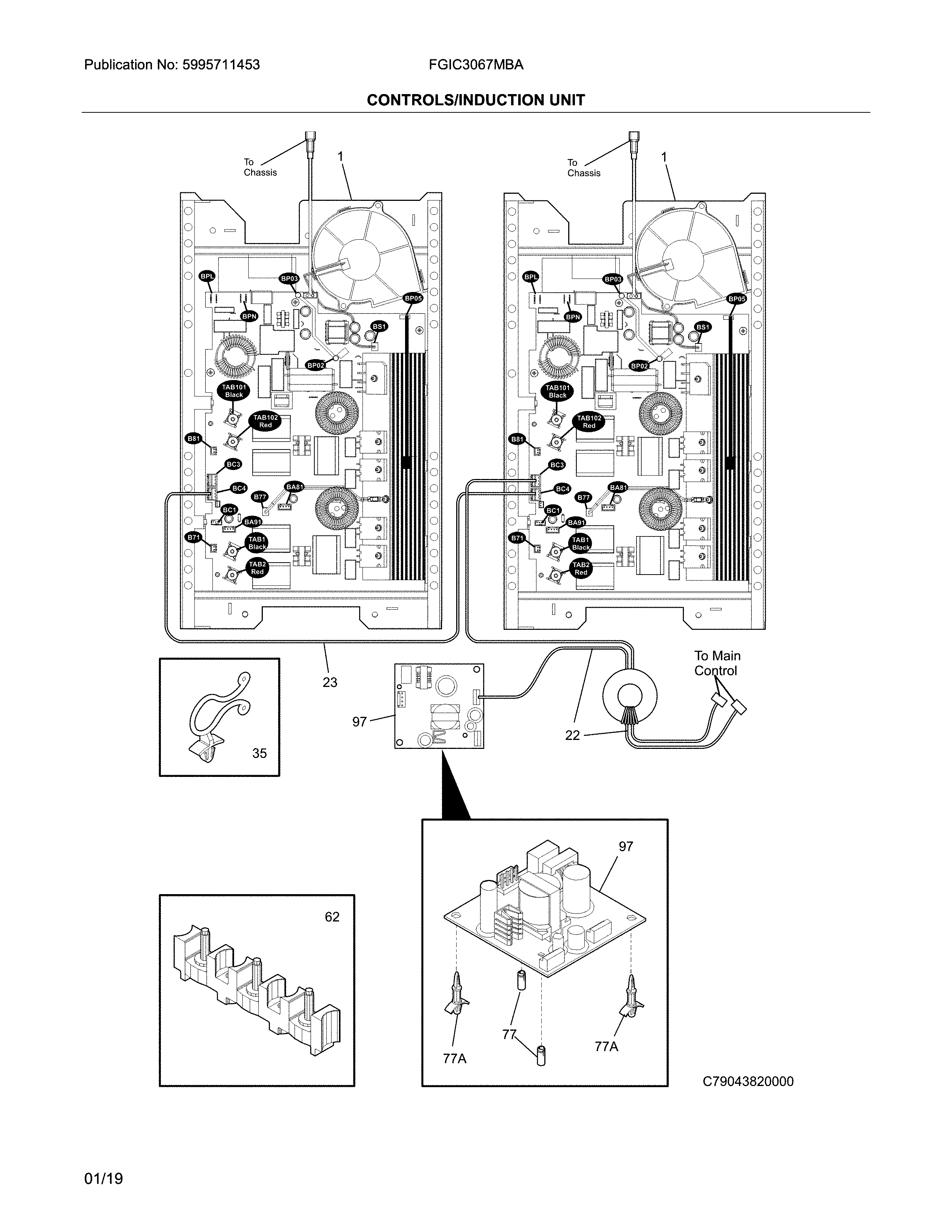 Frigidaire FGIC3067MBA control/induction unit diagram