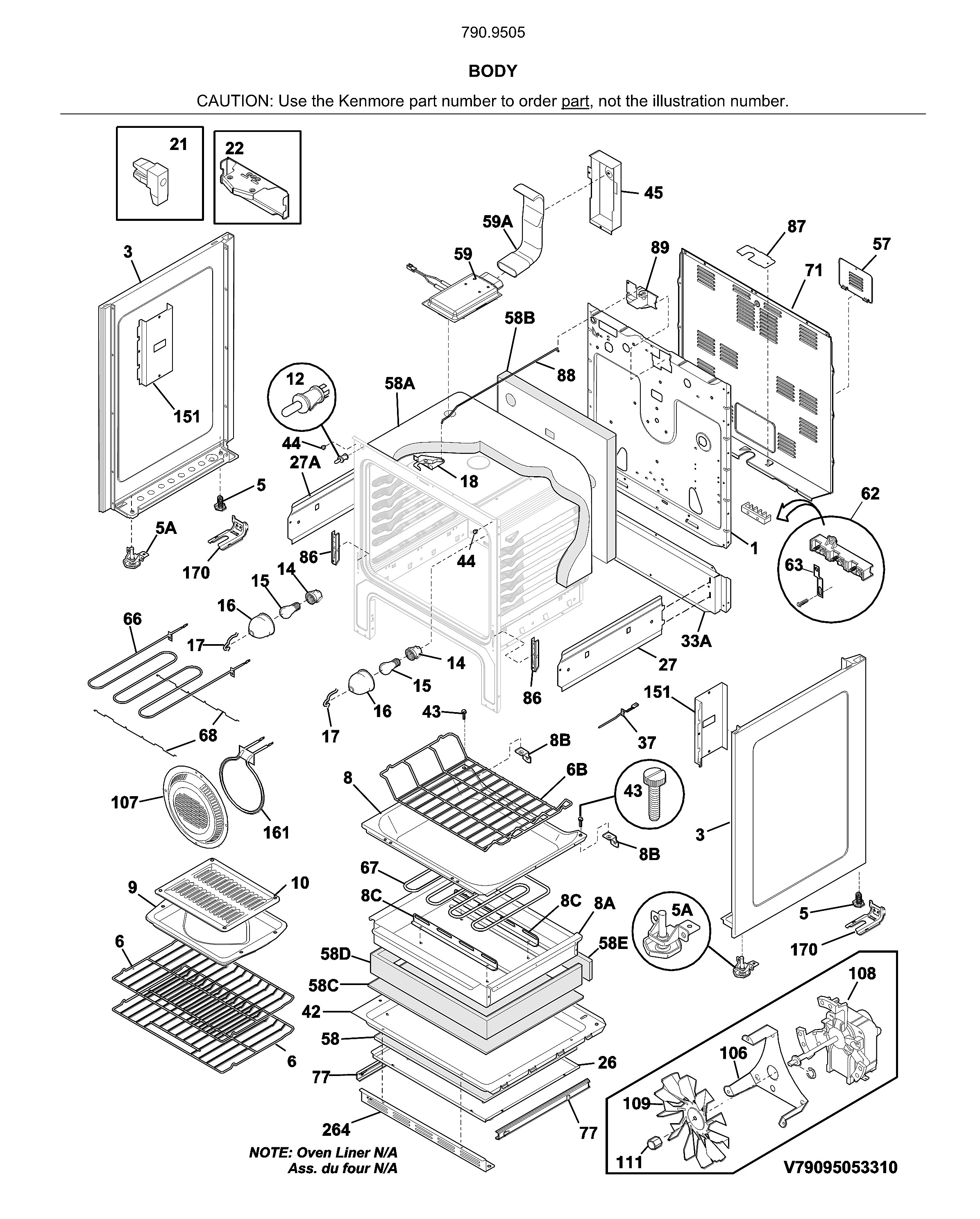 Kenmore 79095059315 body diagram