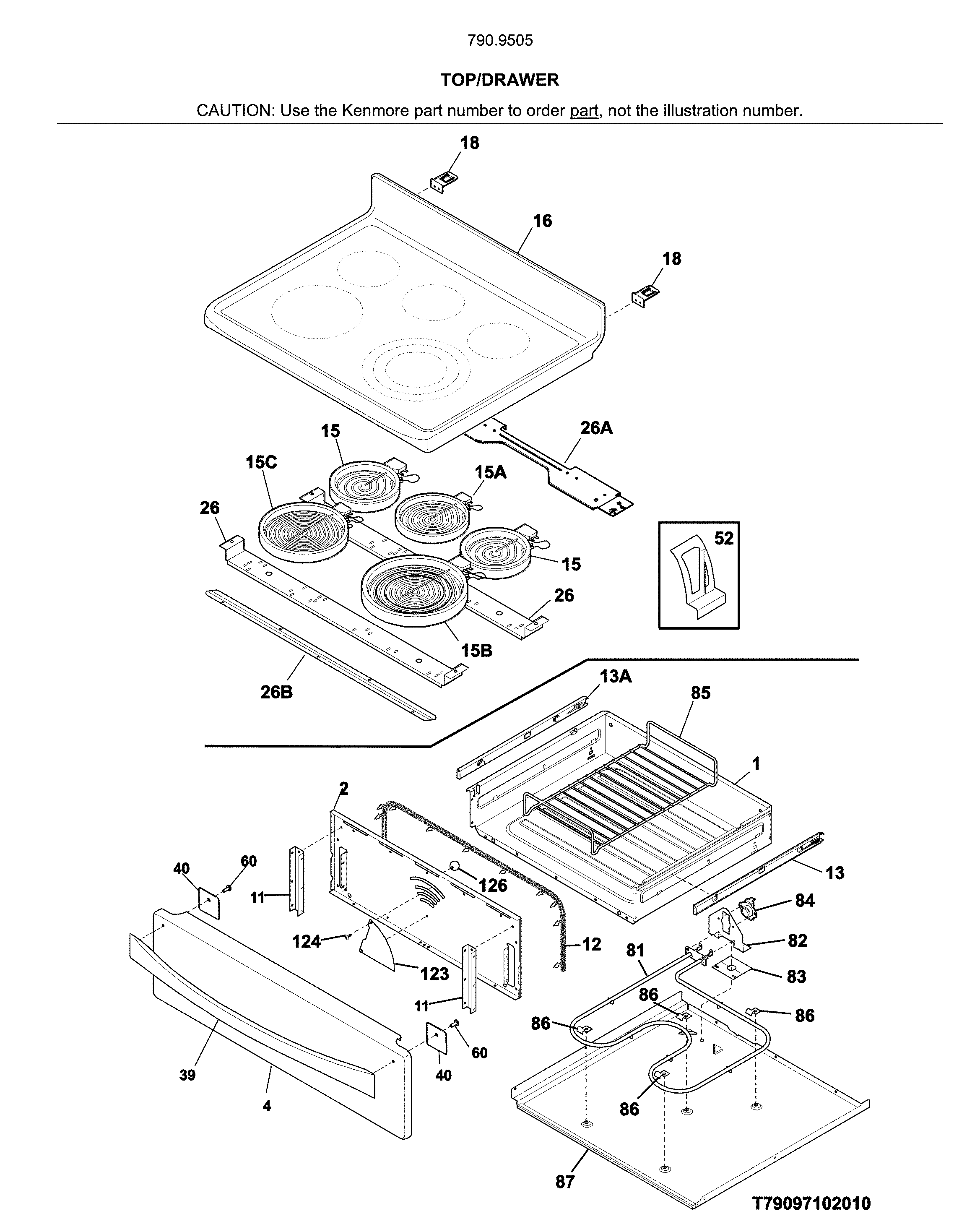 Kenmore 79095059315 top/drawer diagram