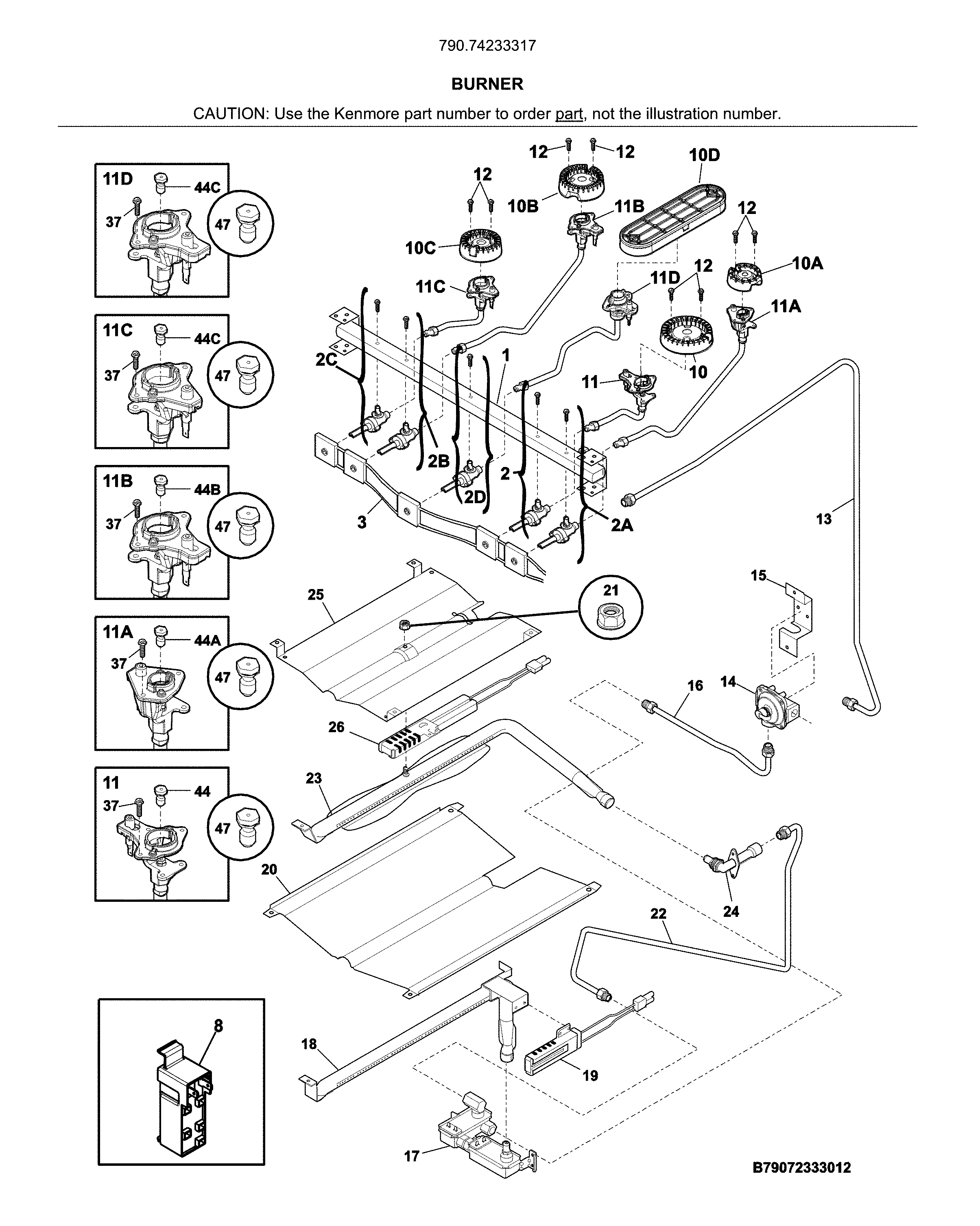 Kenmore 79074233317 burner diagram