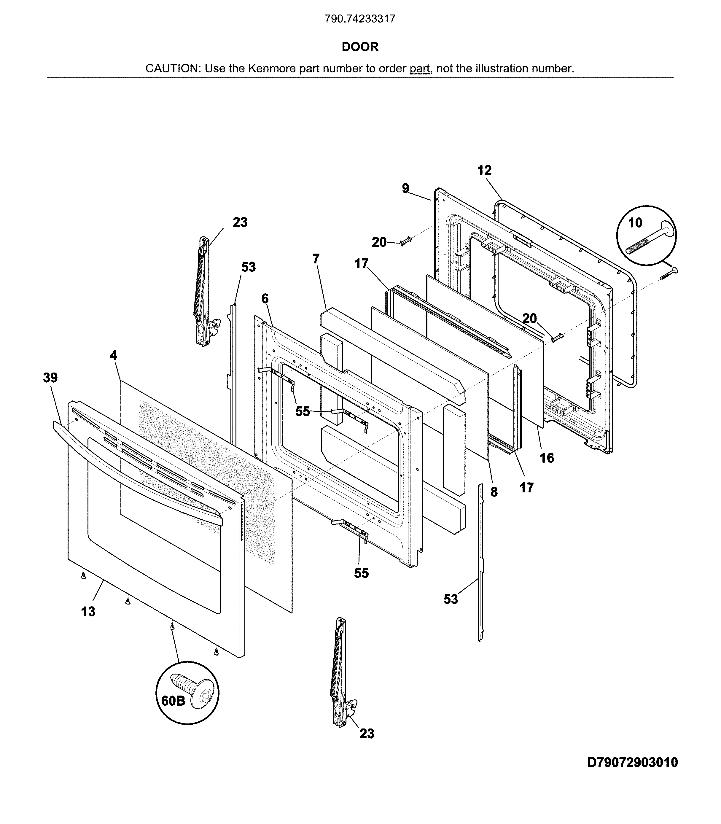 Kenmore 79074233317 door diagram