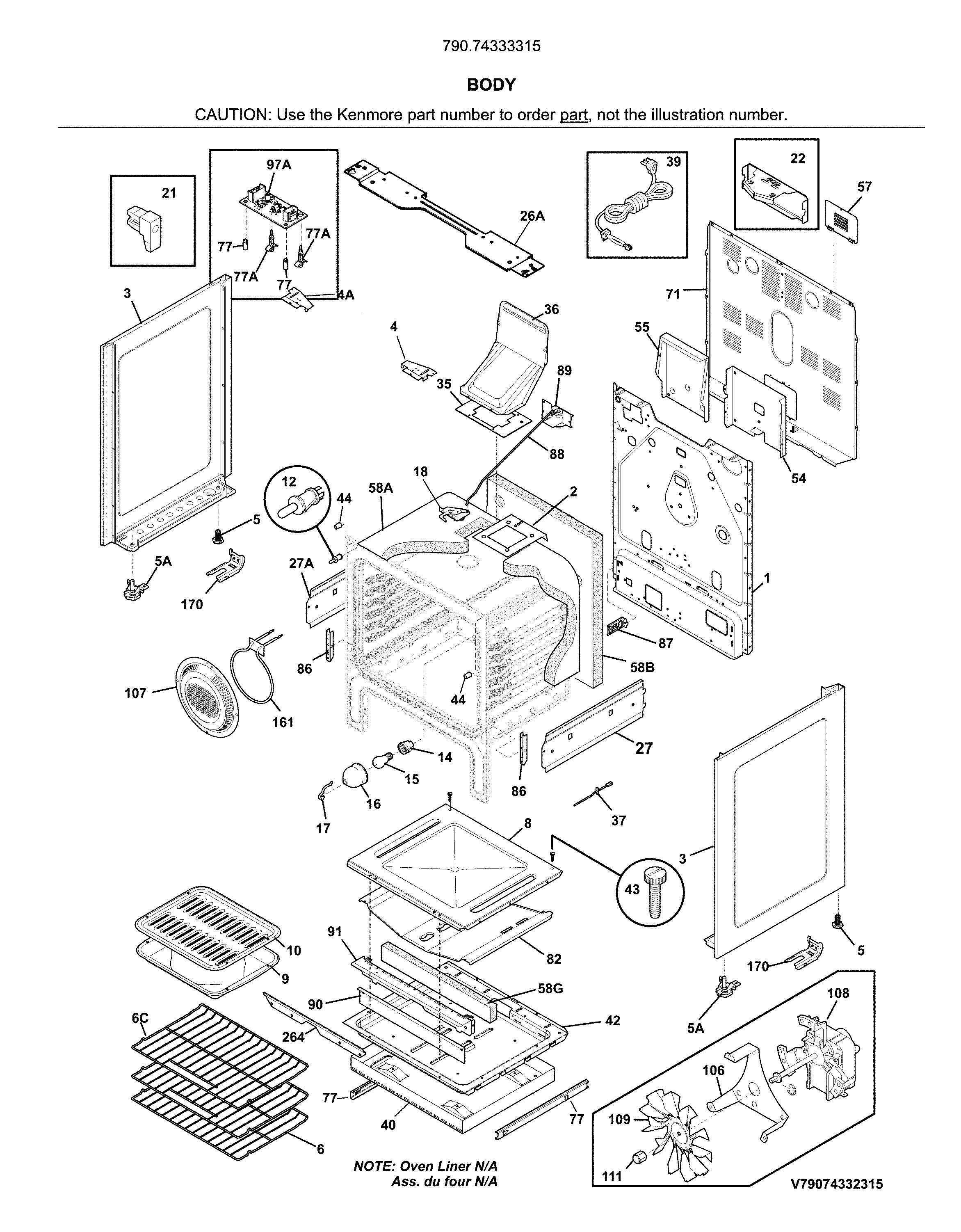 Kenmore 79074333315 body diagram