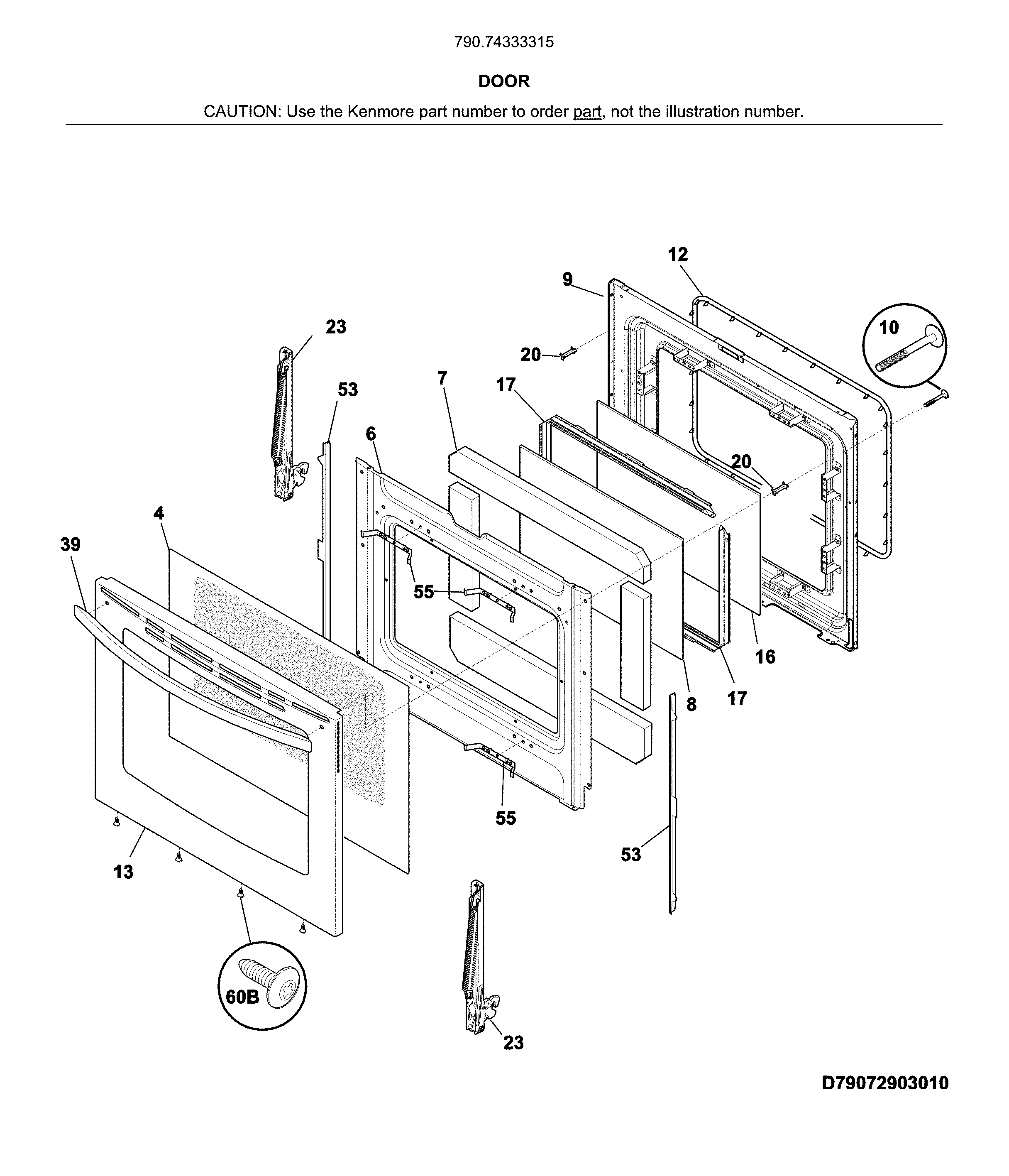Kenmore 79074333315 door diagram