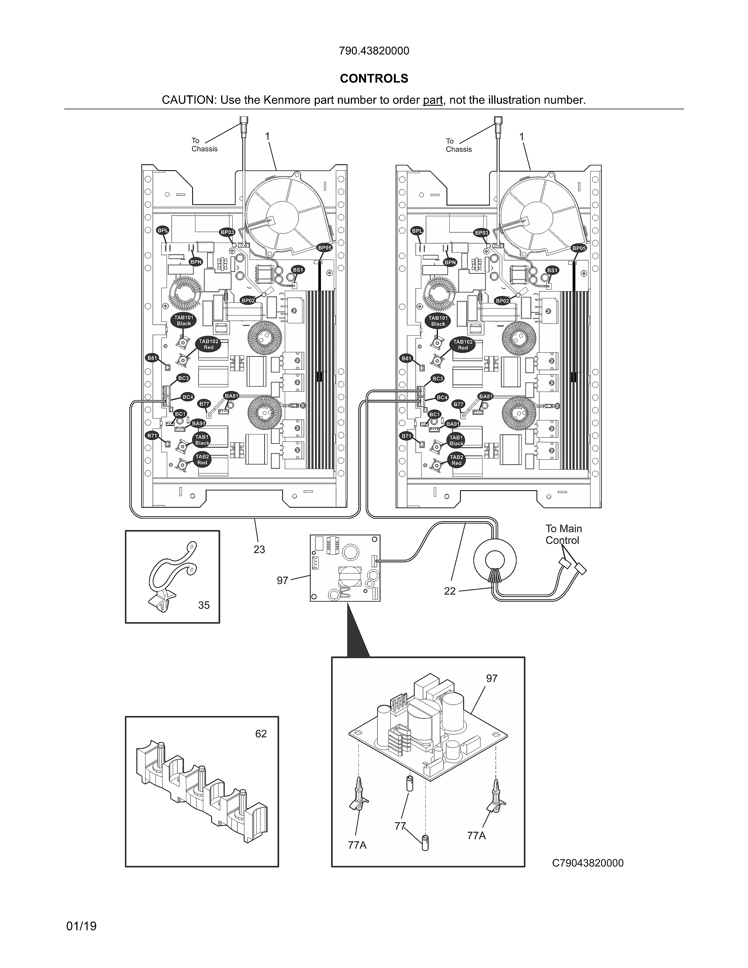 Kenmore Elite 79043820000 control/induction unit diagram