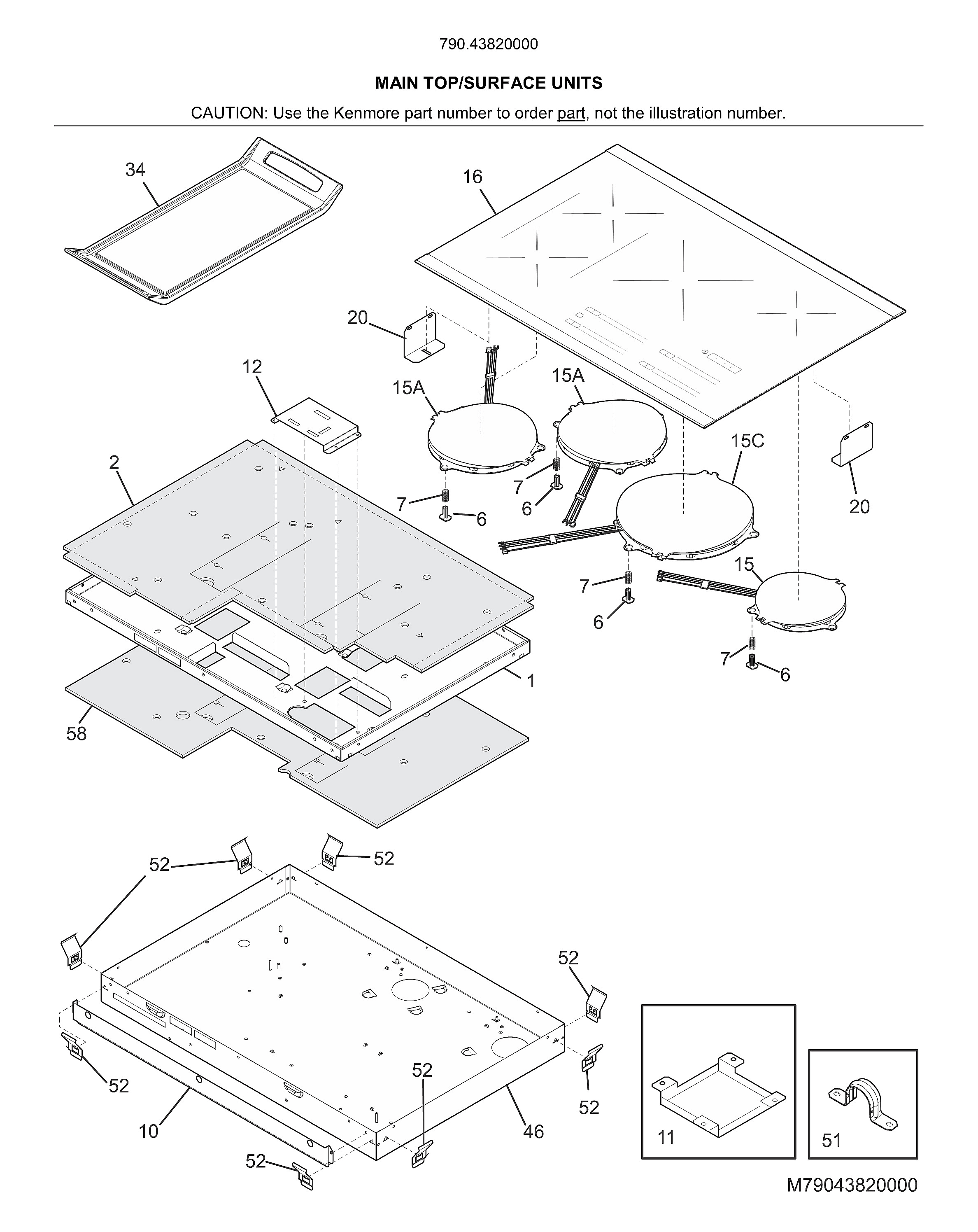 Kenmore Elite 79043820000 maintop/surface units diagram