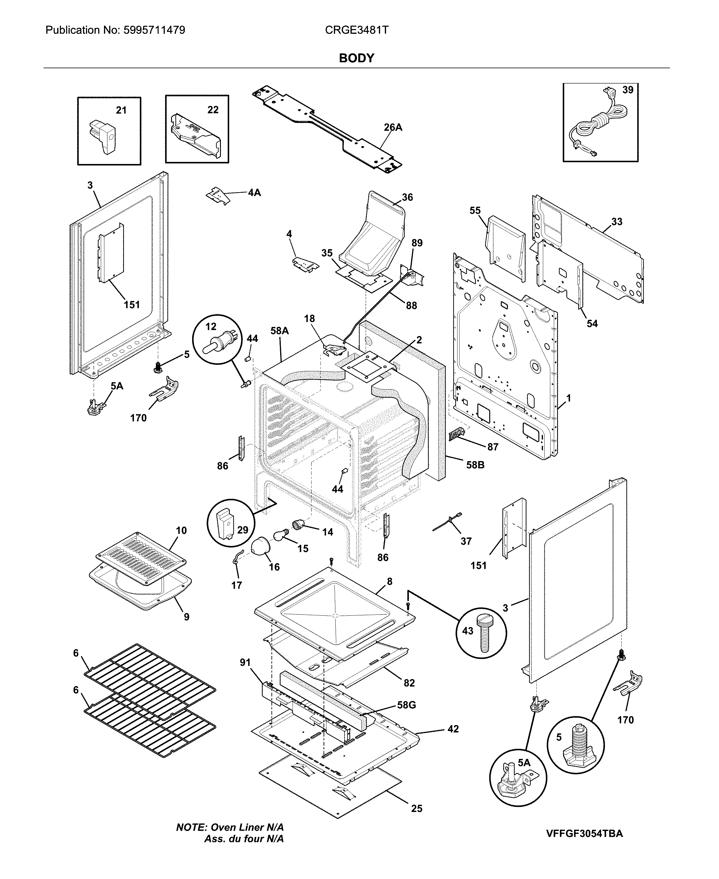 Crosley CRGE3481TSA body diagram
