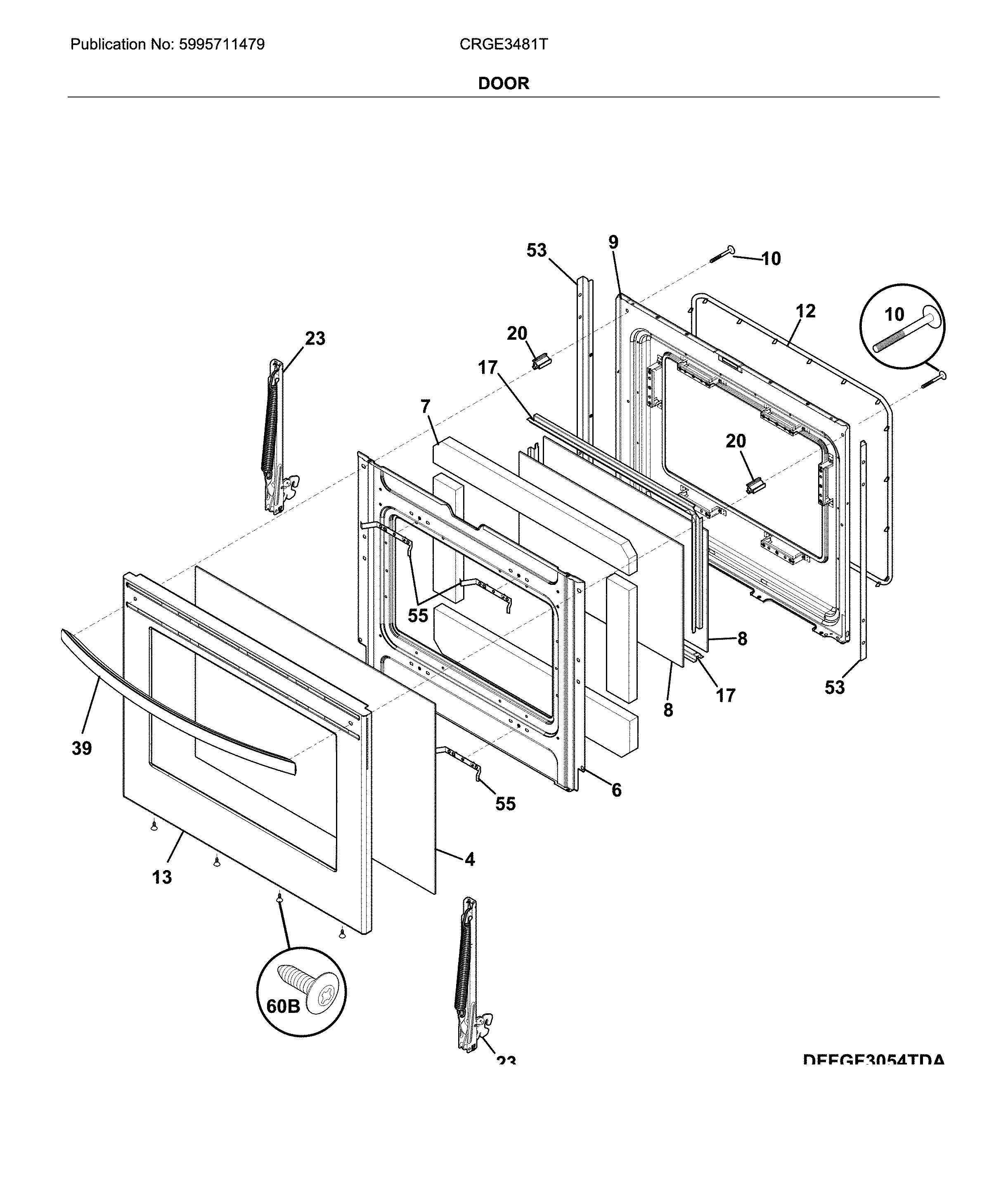 Crosley CRGE3481TSA door diagram