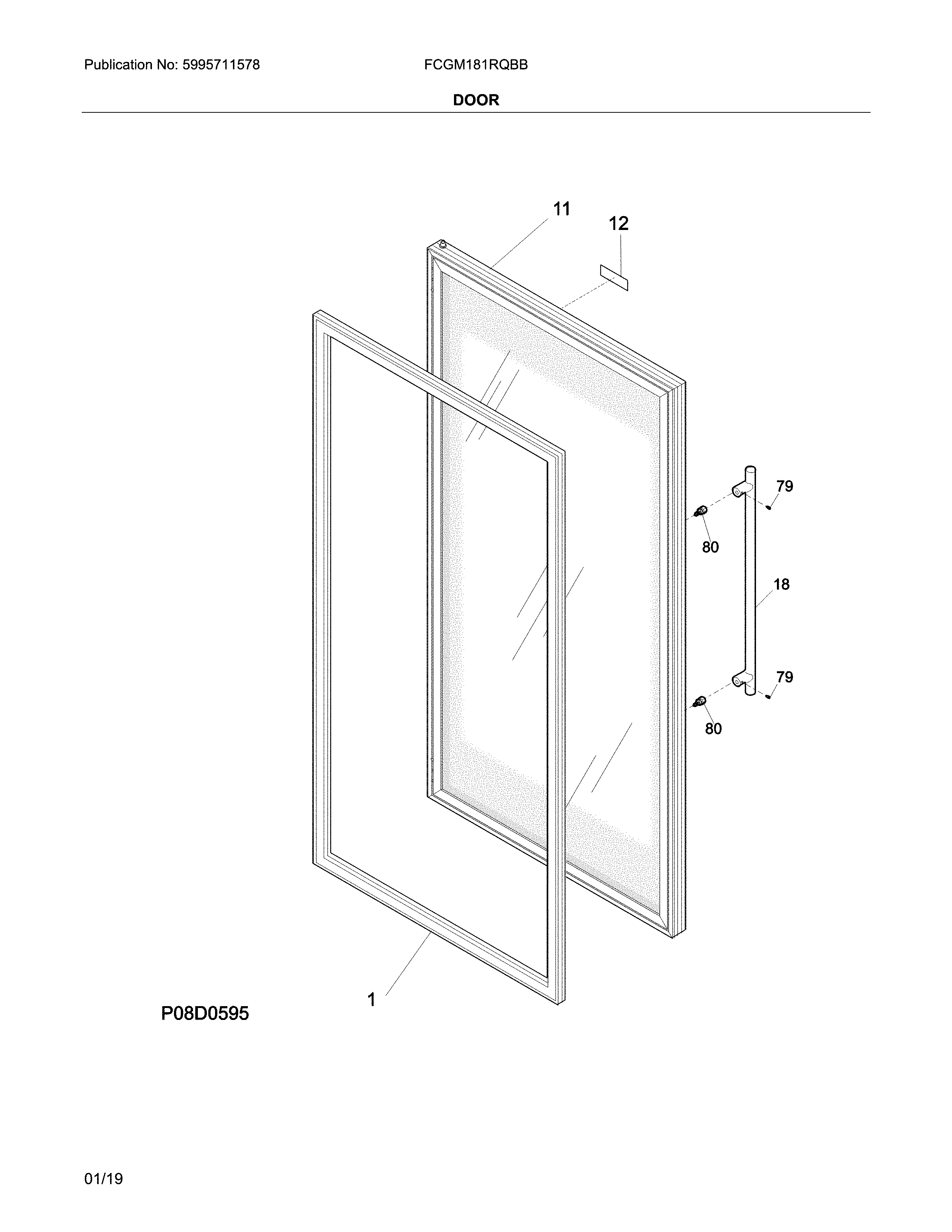 Frigidaire FCGM181RQBB door diagram