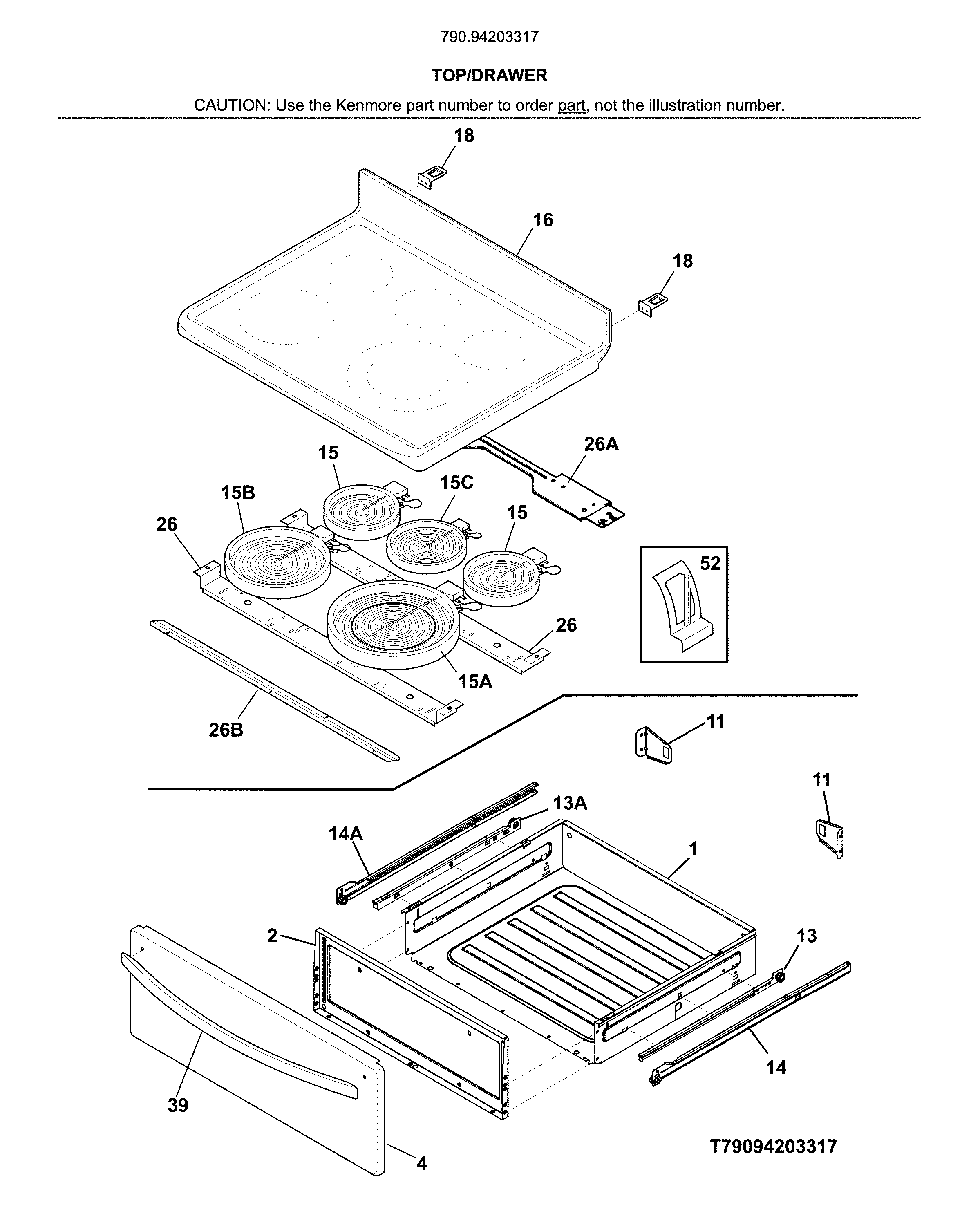 Kenmore 79094203317 top/drawer diagram