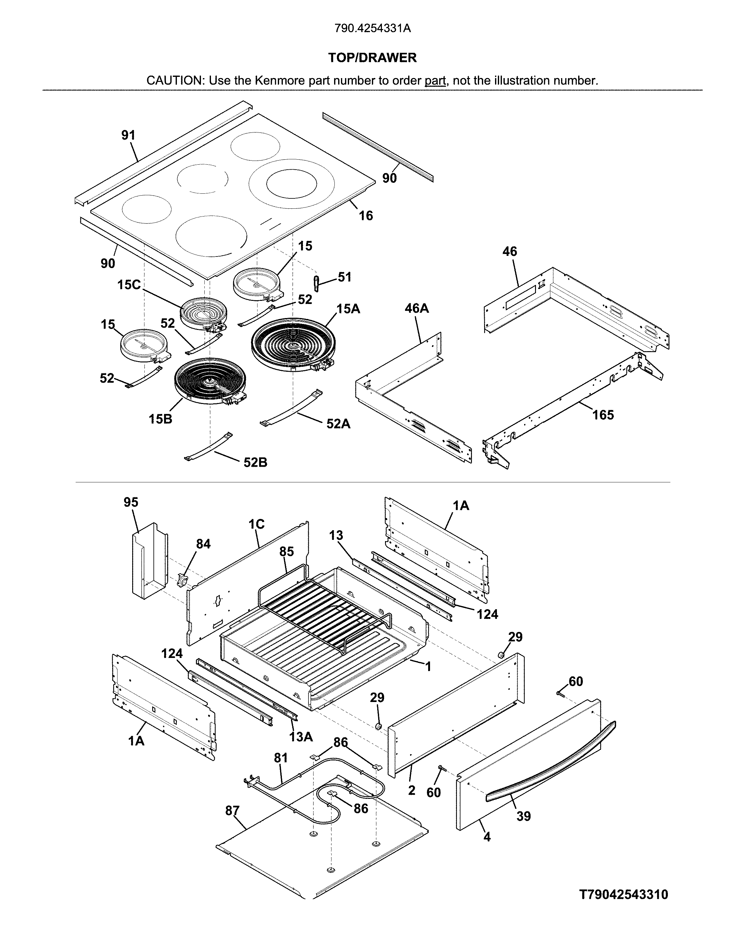 Kenmore 7904254331A top/drawer diagram