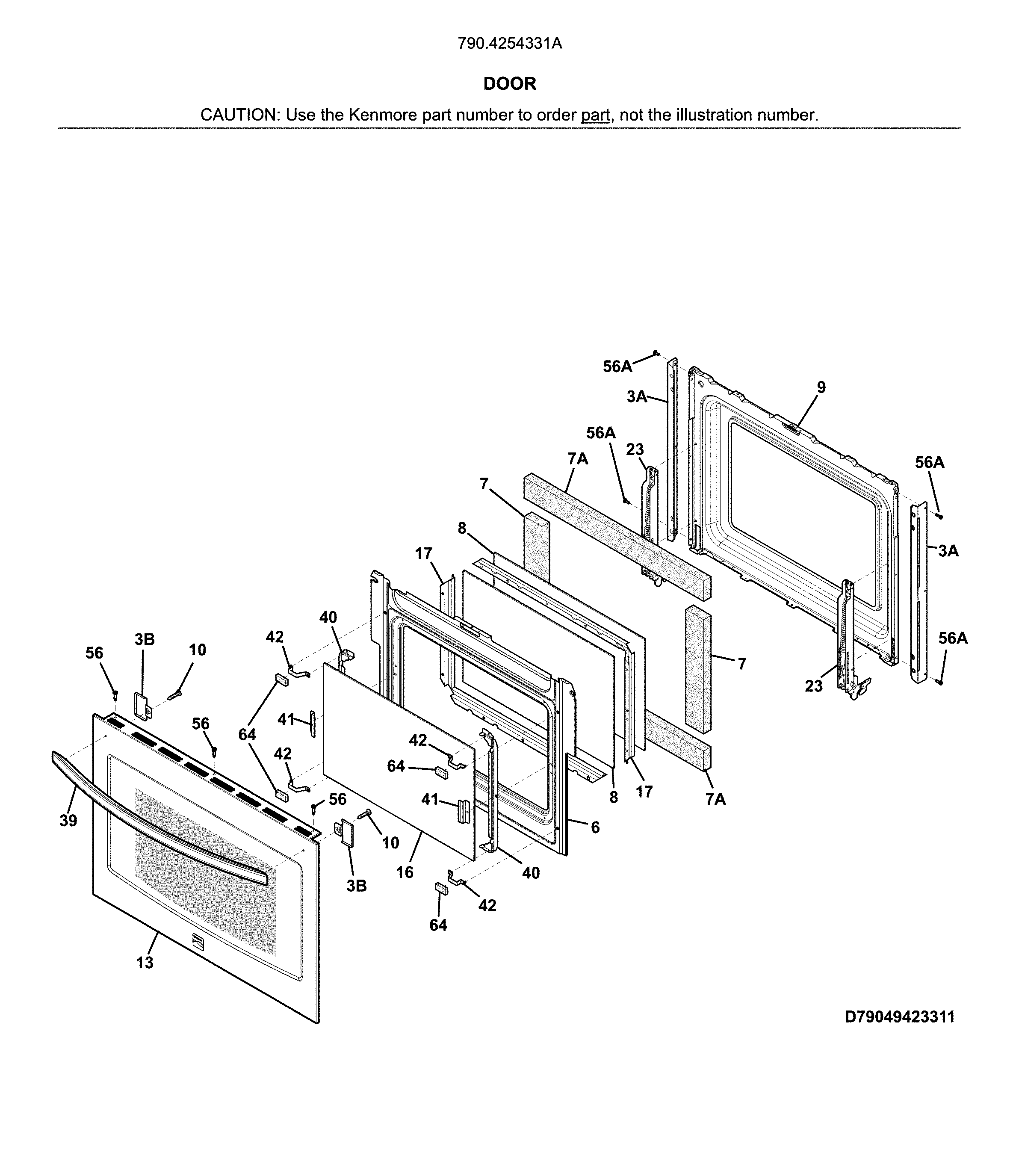 Kenmore 7904254331A door diagram