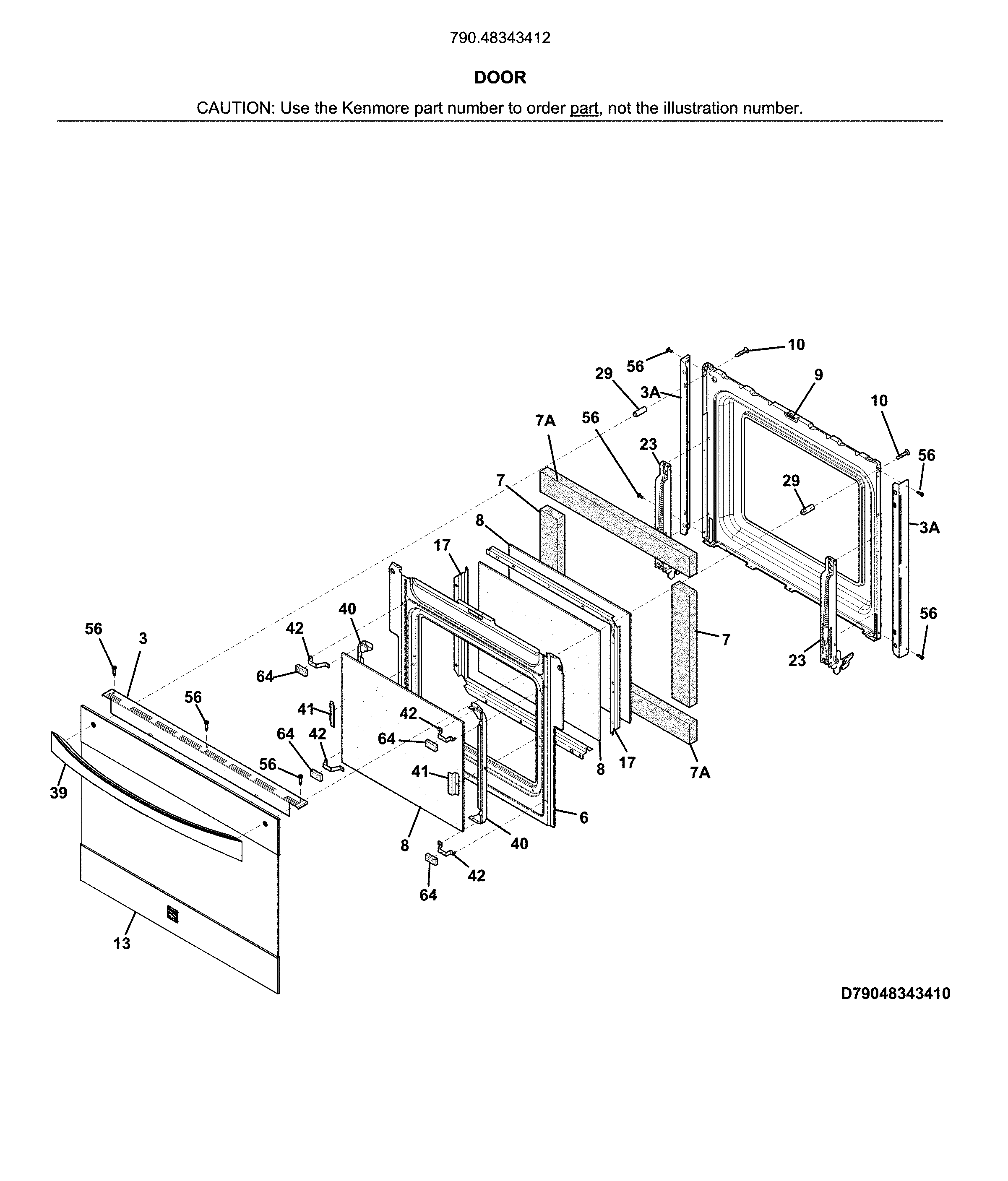 Kenmore Elite 79048343412 door diagram