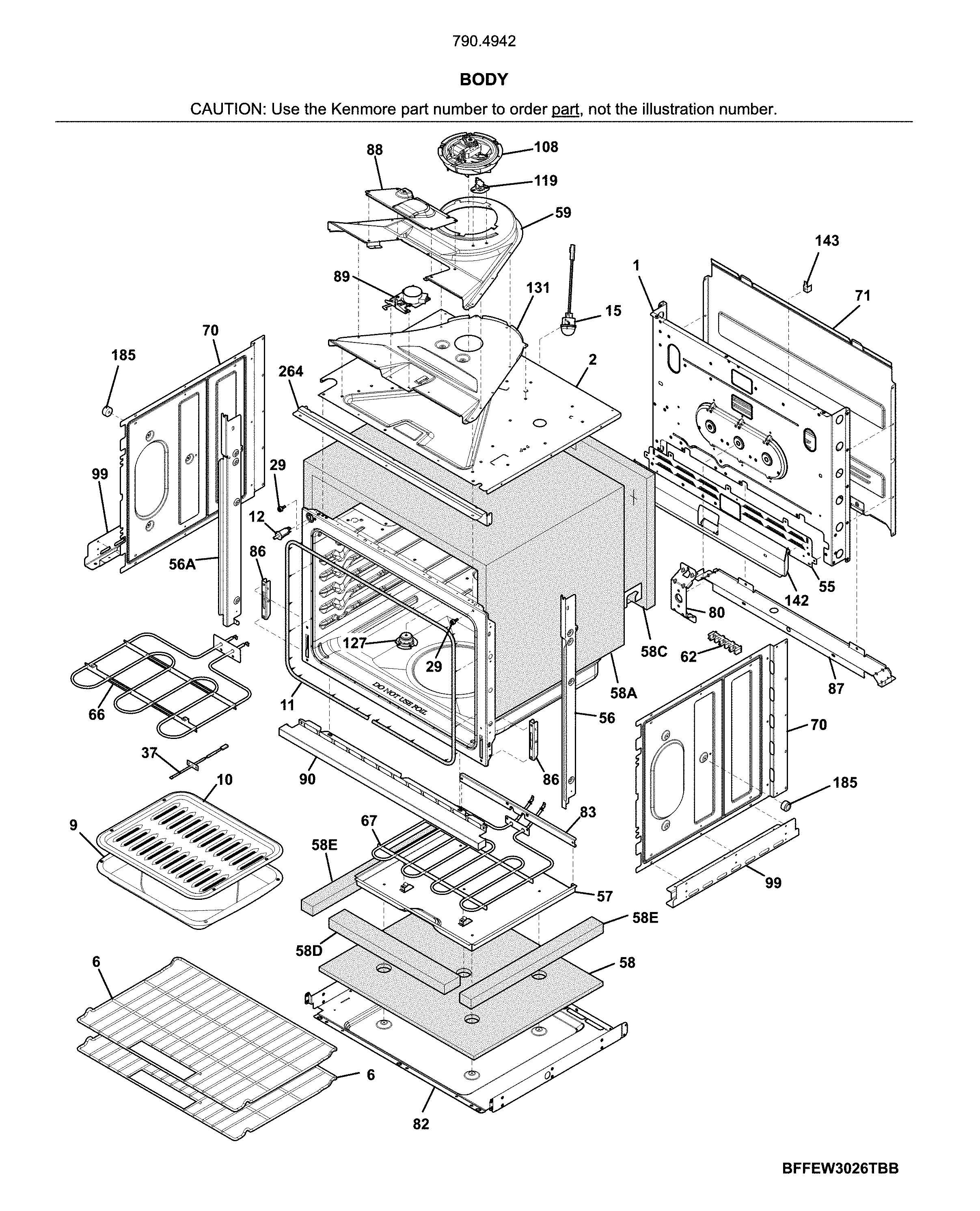 Kenmore 79049429316 body diagram