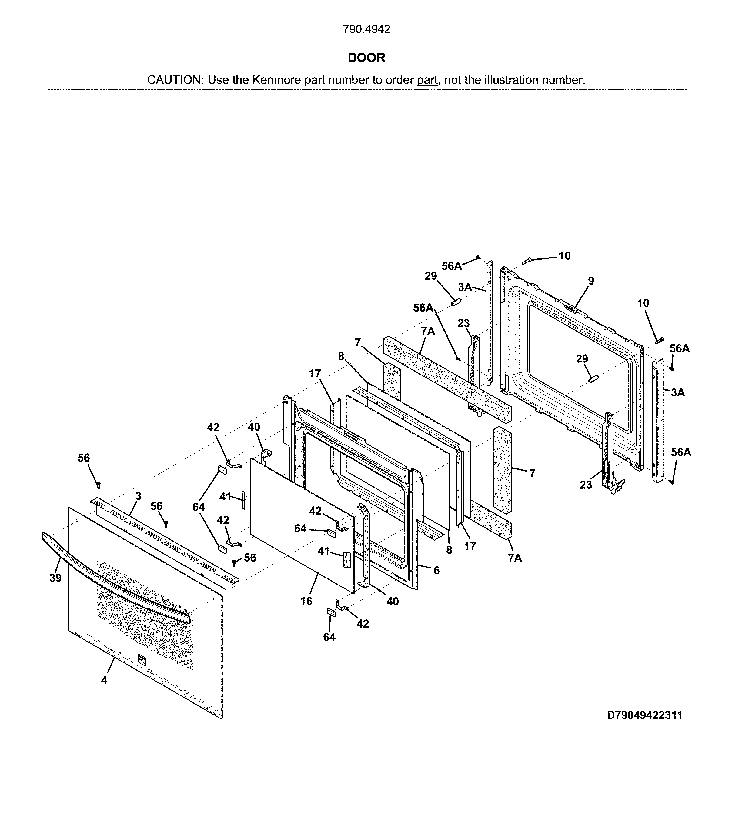Kenmore 79049429316 door diagram