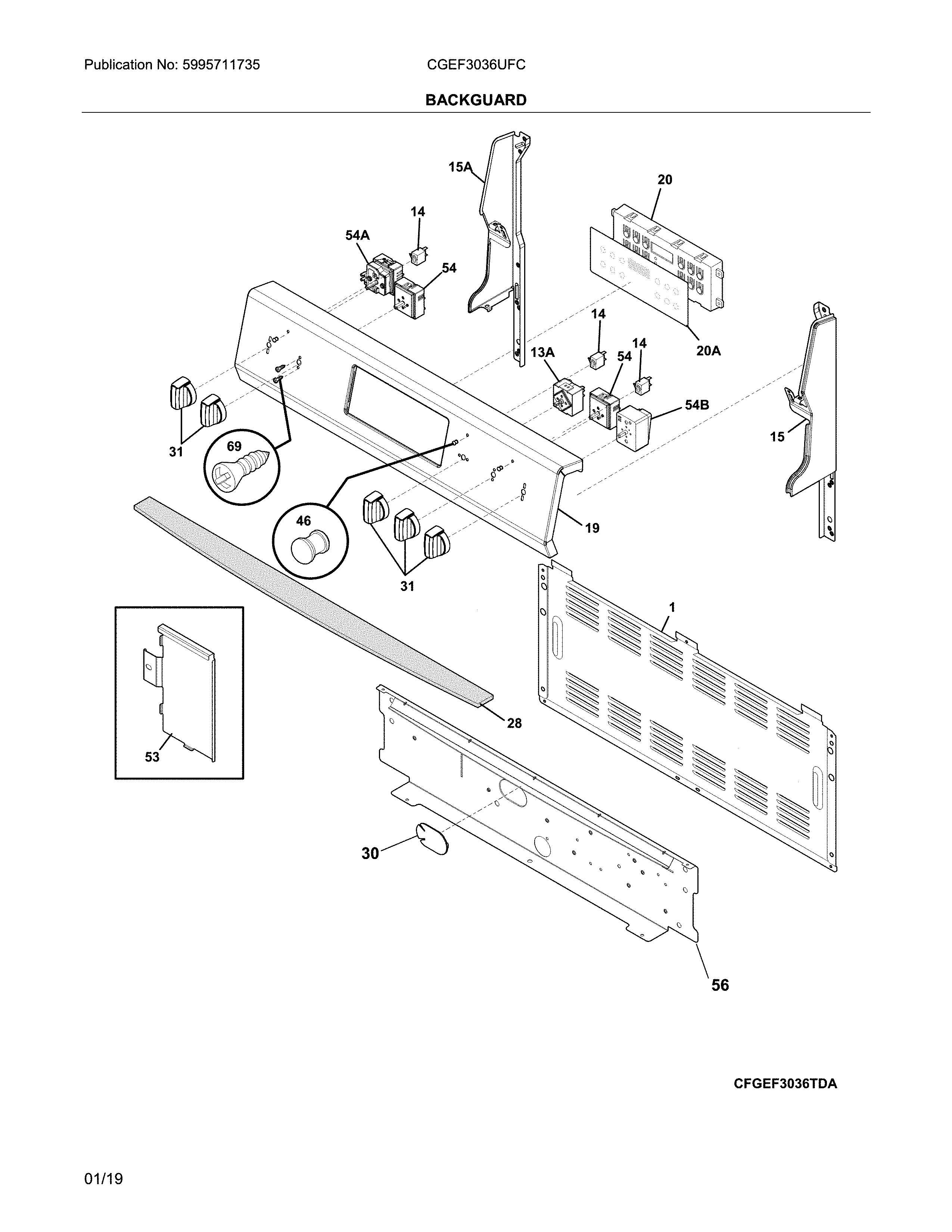 Frigidaire CGEF3036UFC backguard diagram