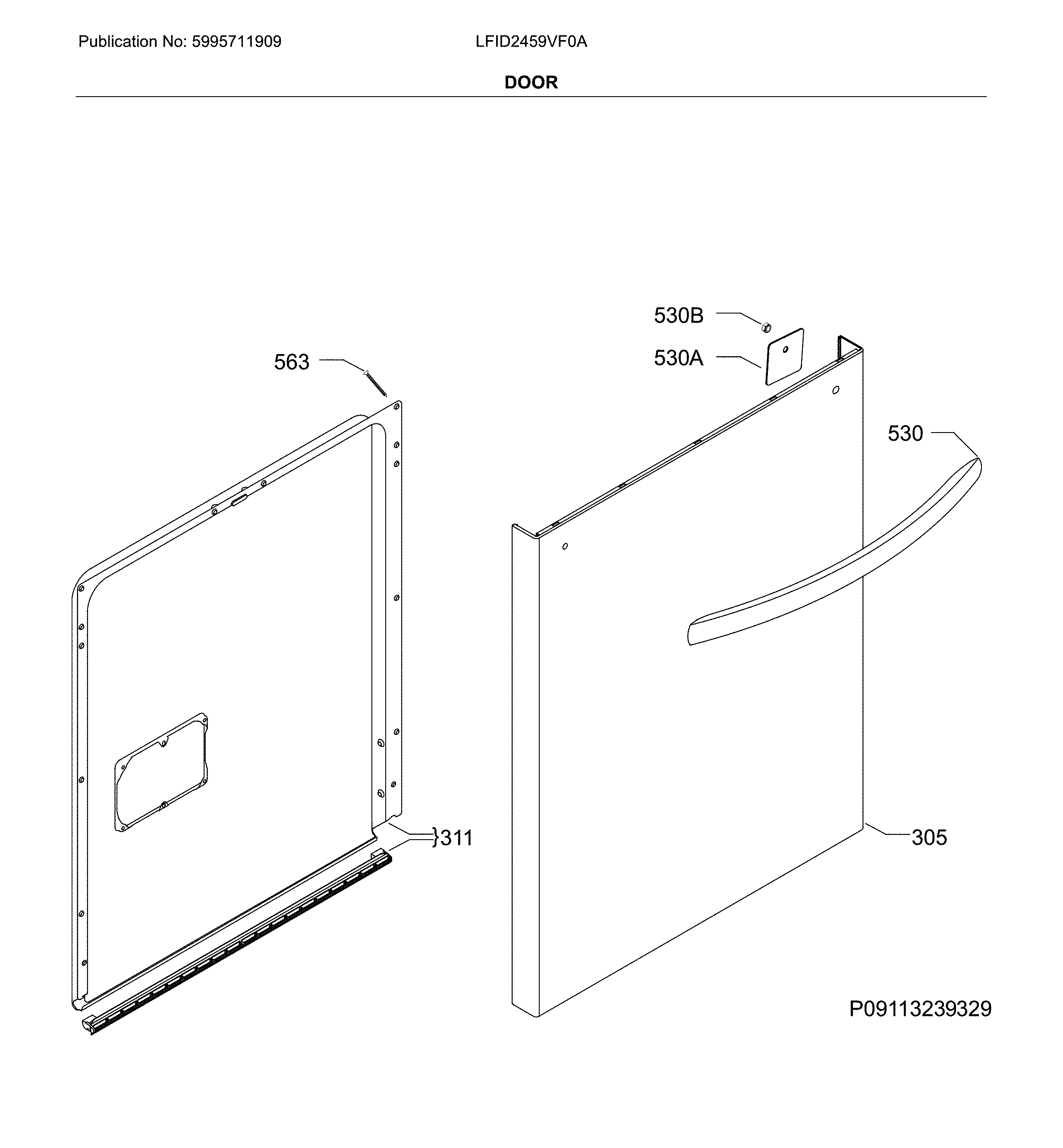 Frigidaire LFID2459VF0A door diagram