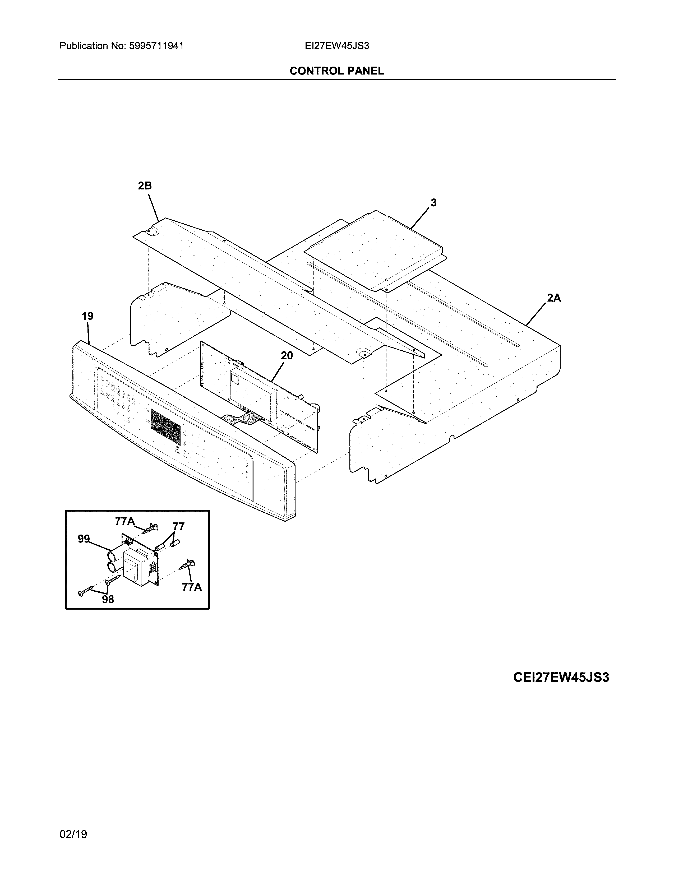 Electrolux EI27EW45JS3 control panel diagram