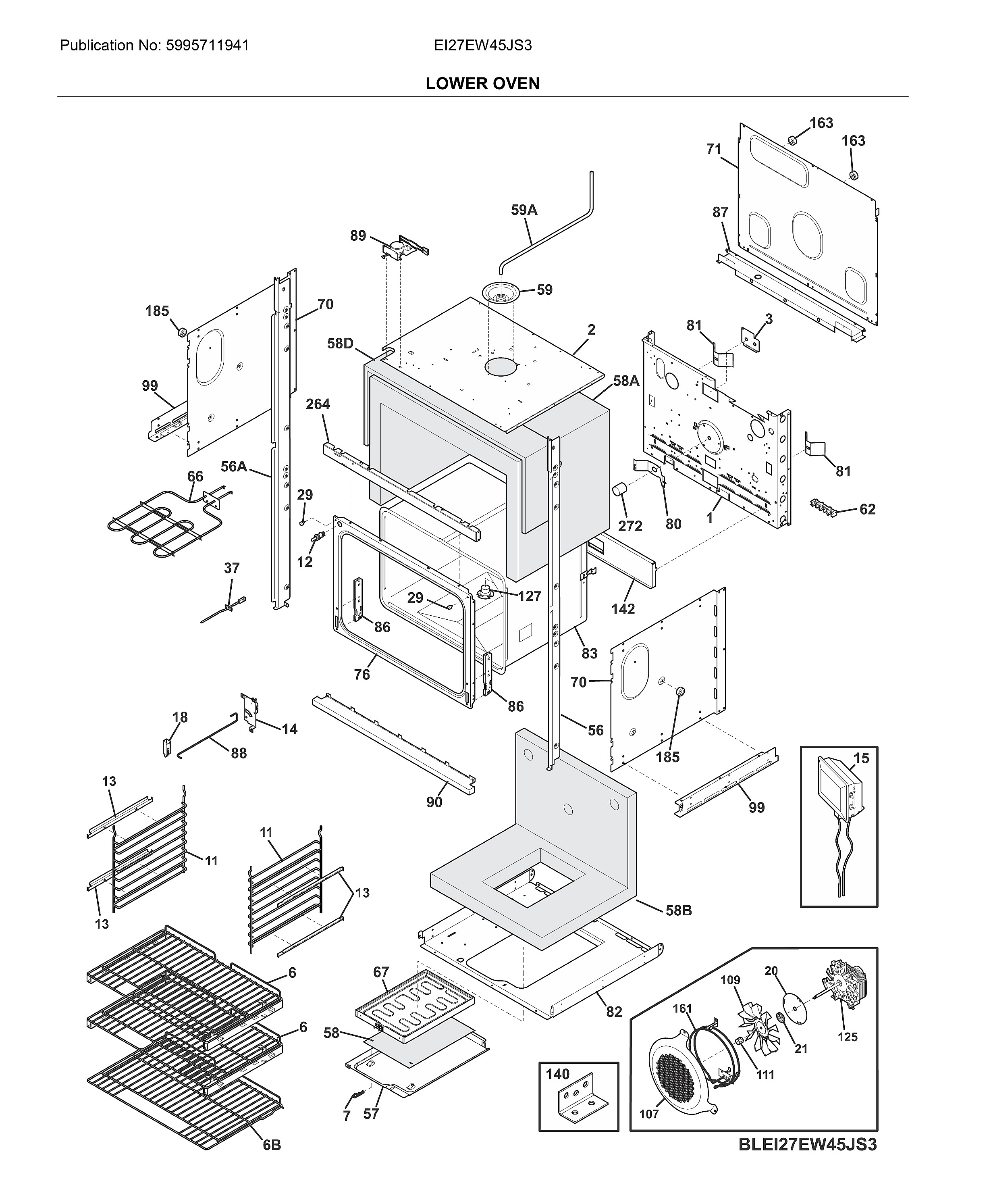 Electrolux EI27EW45JS3 lower oven diagram