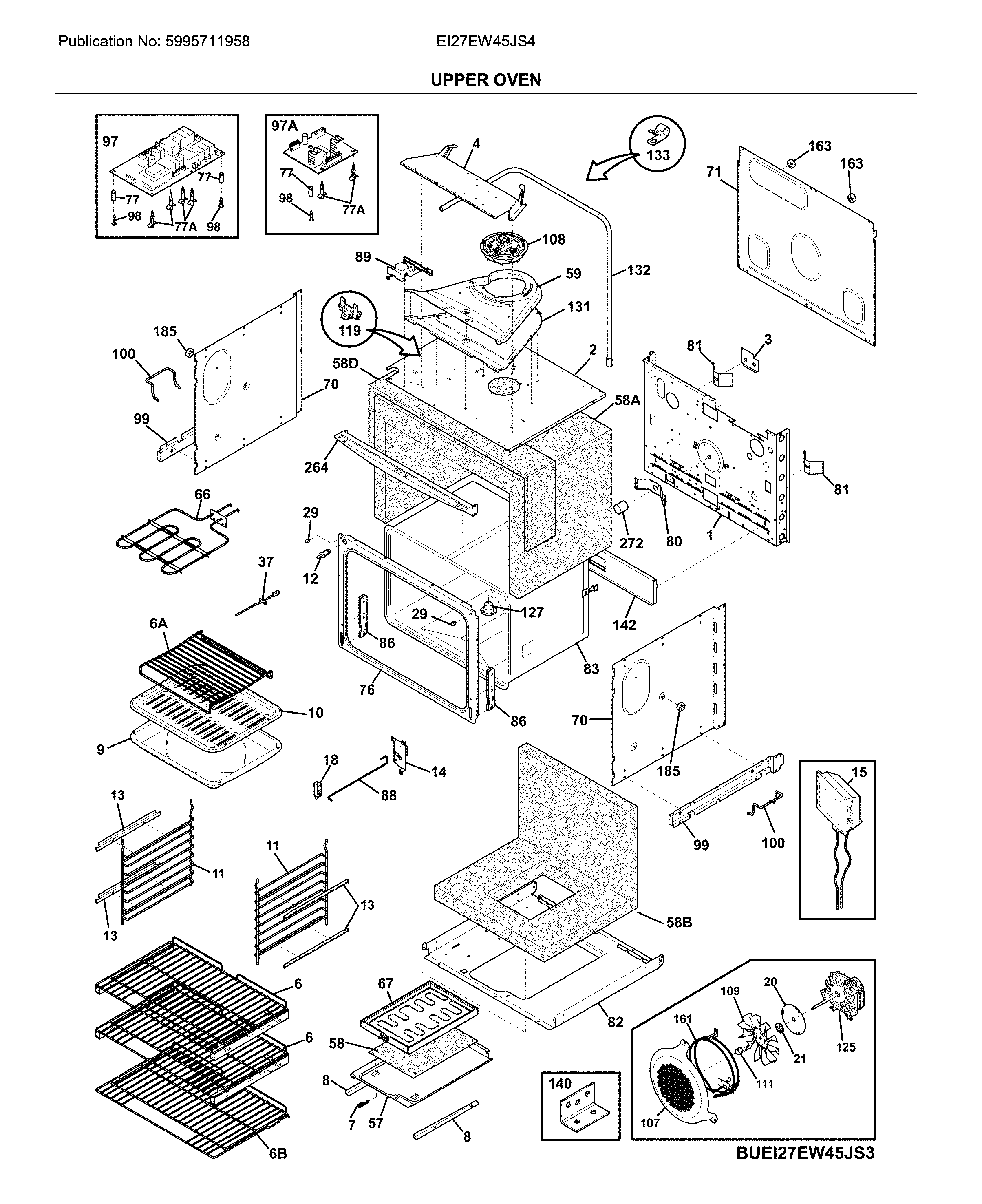 Electrolux EI27EW45JS4 upper oven diagram