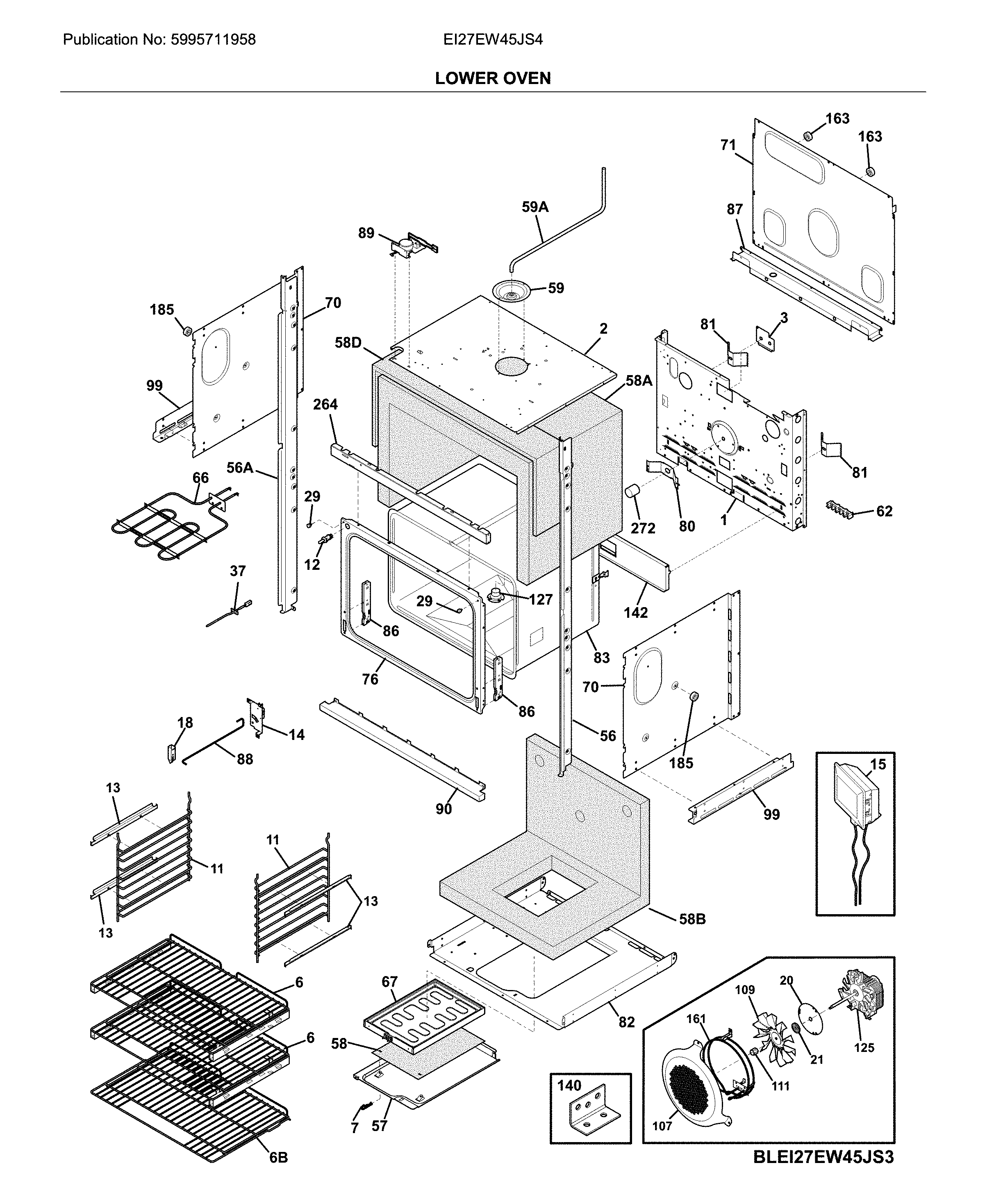 Electrolux EI27EW45JS4 lower oven diagram
