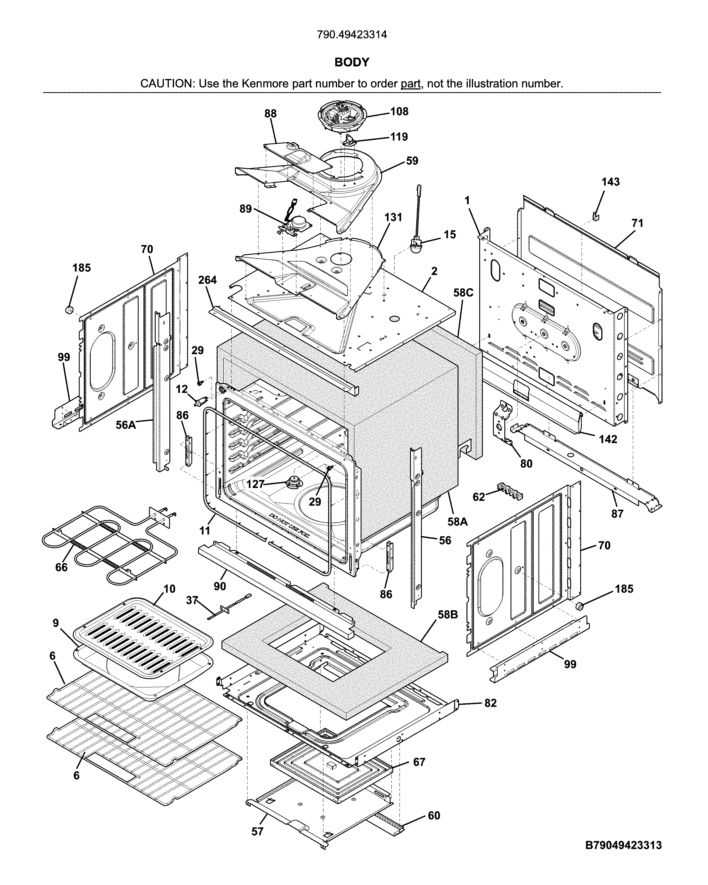 Kenmore 79049423314 body diagram