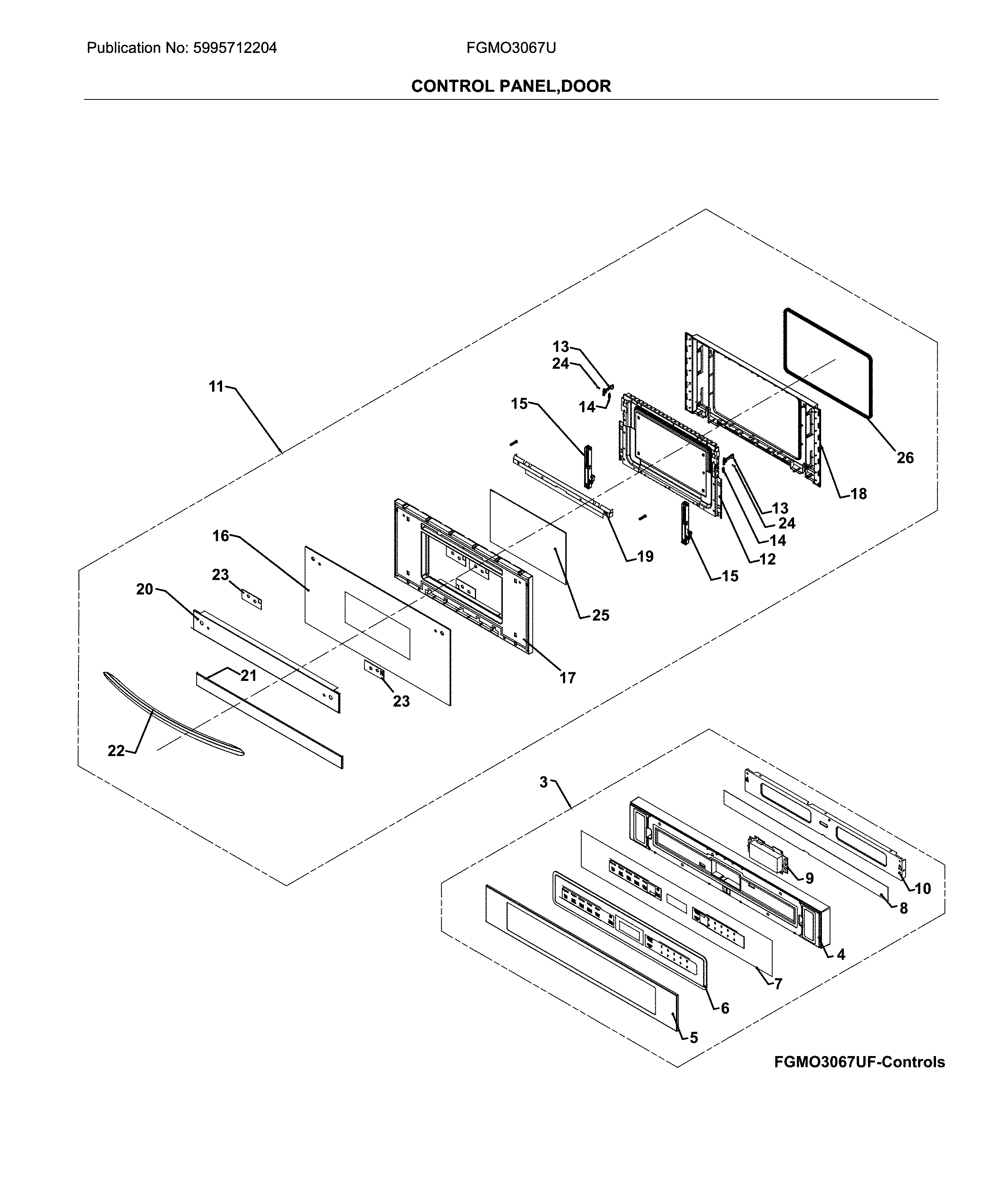 Frigidaire FGMO3067UF control panel/door/misc. diagram