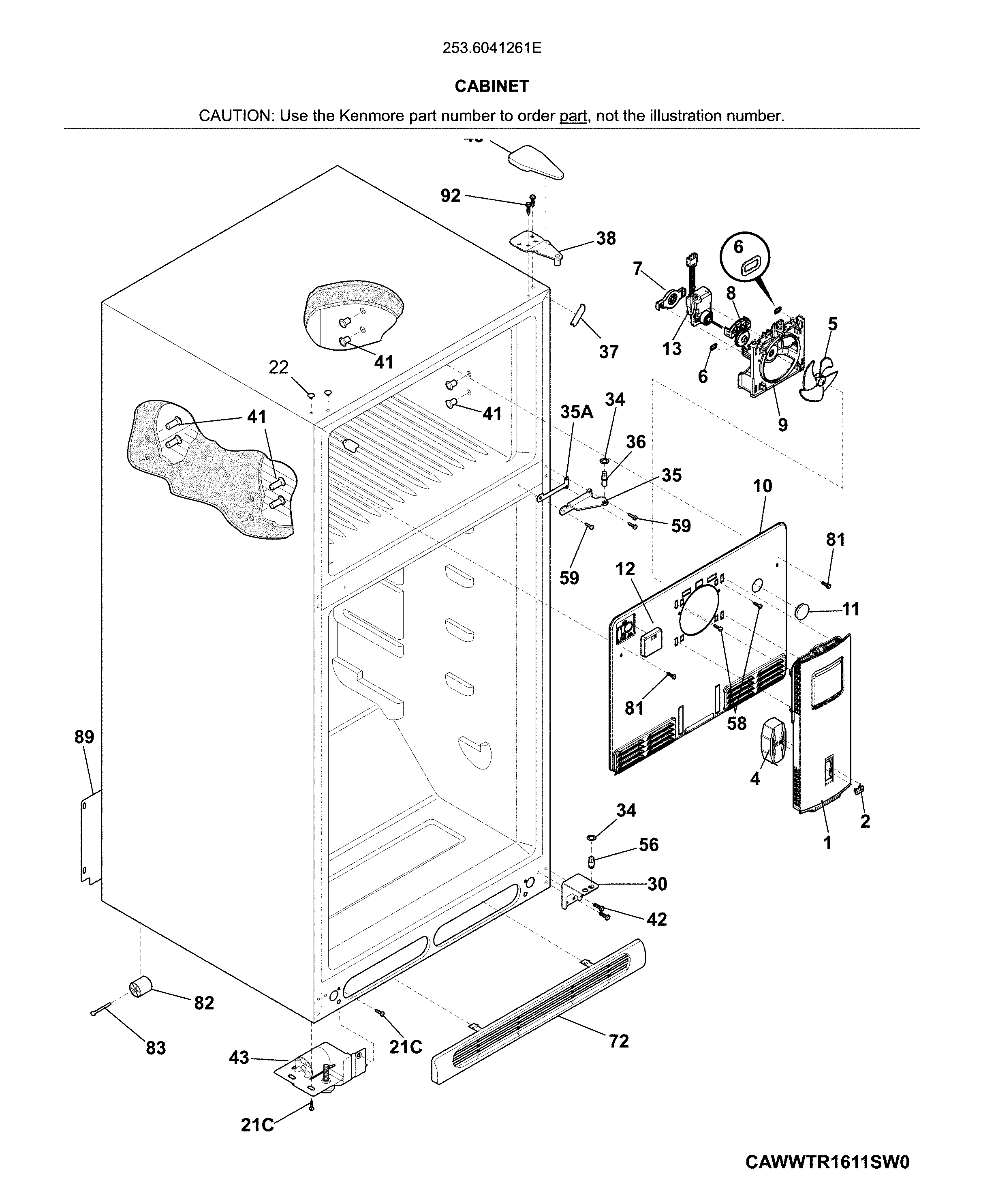 Kenmore 2536041261E cabinet diagram