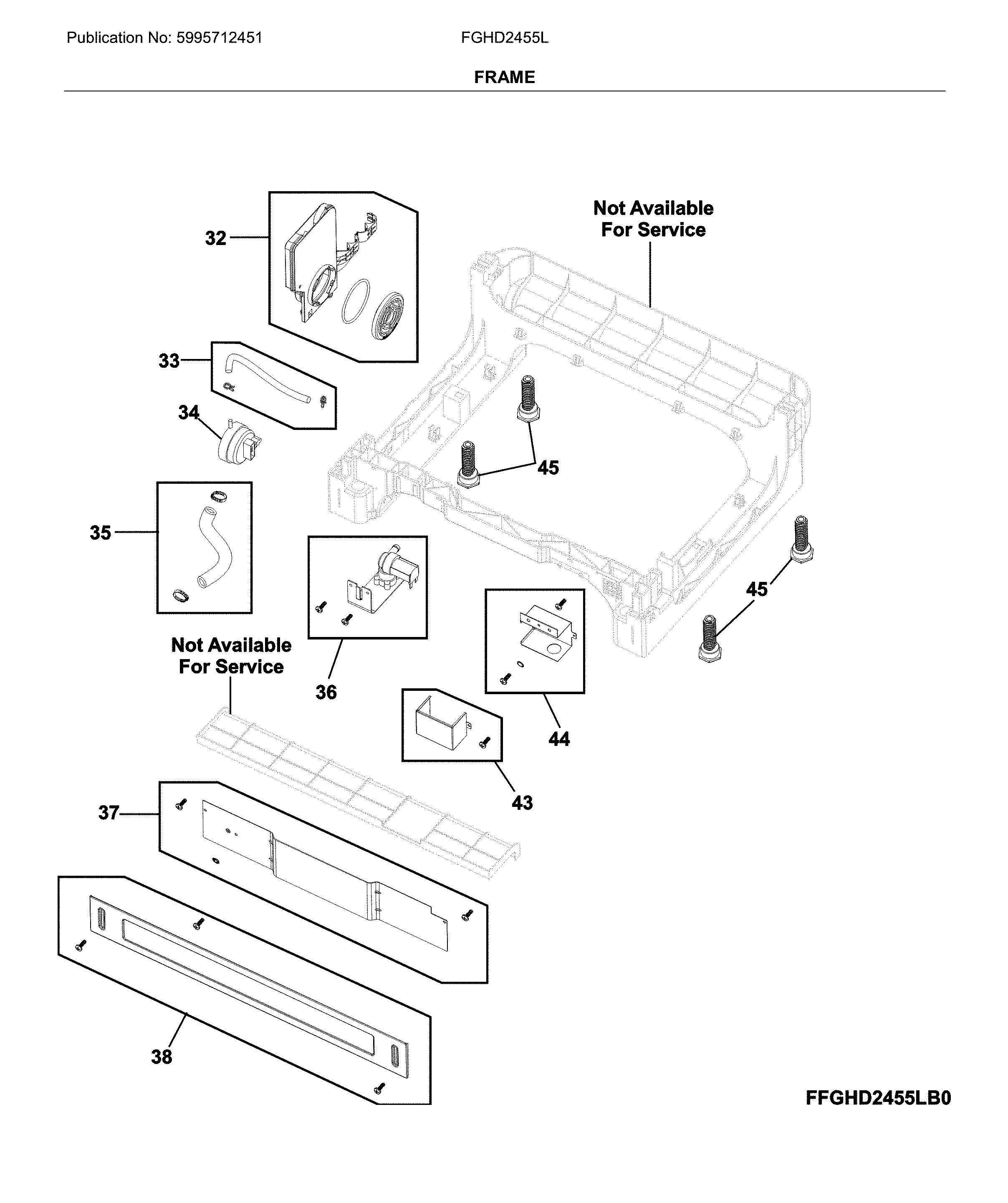 Frigidaire FGHD2455LF1A frame diagram
