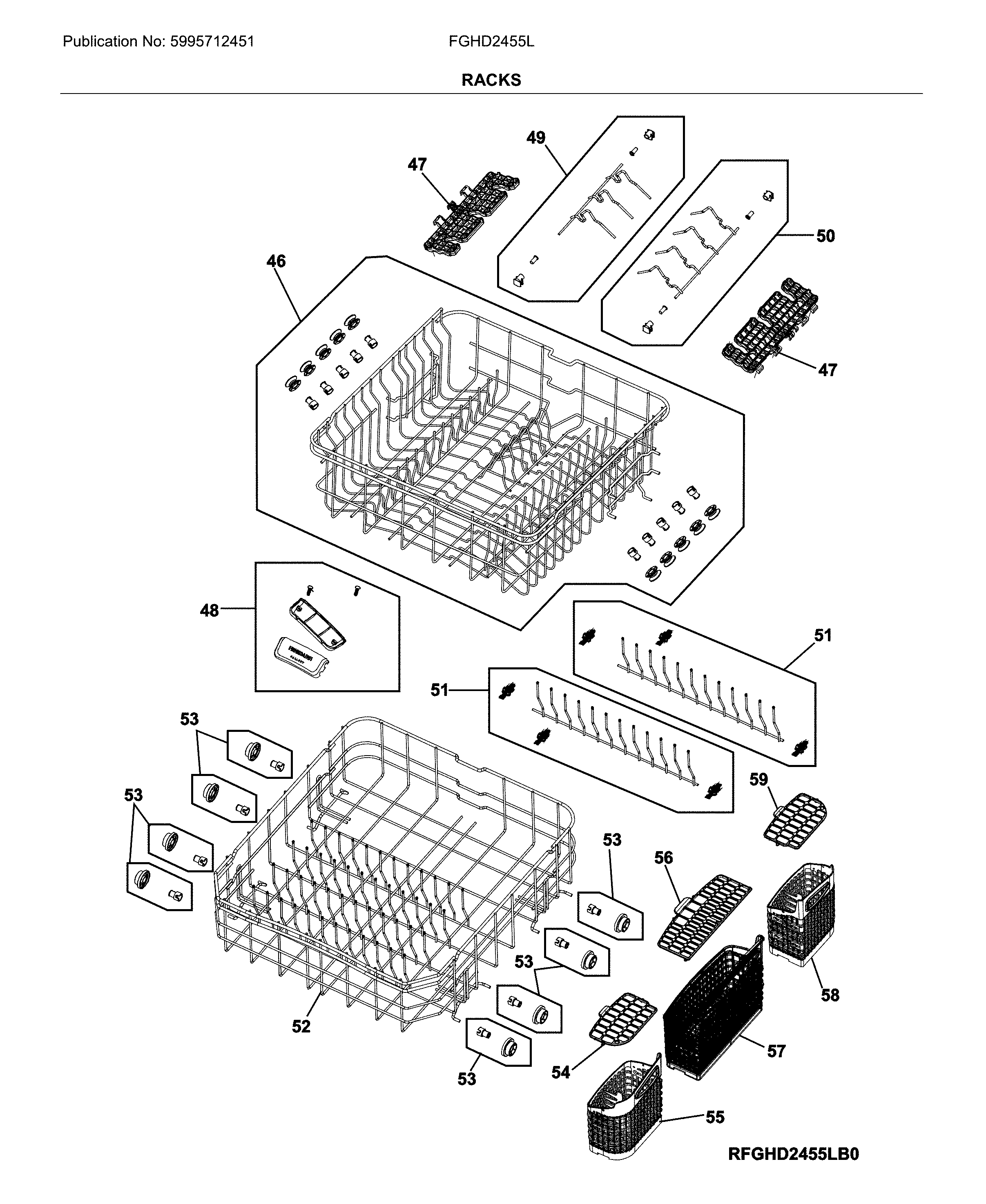 Frigidaire FGHD2455LF1A racks diagram