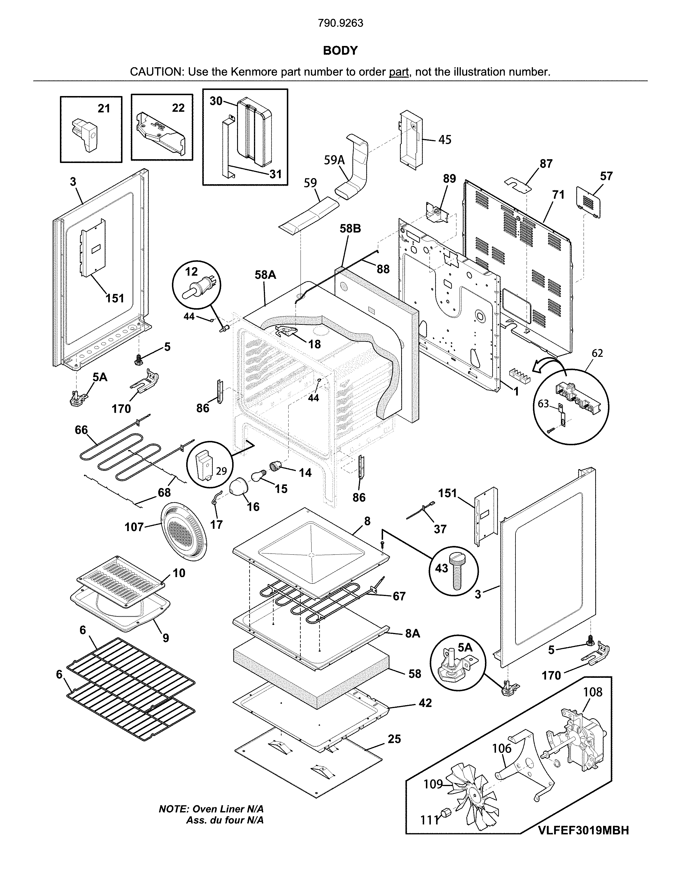 Kenmore 79092632810 body diagram