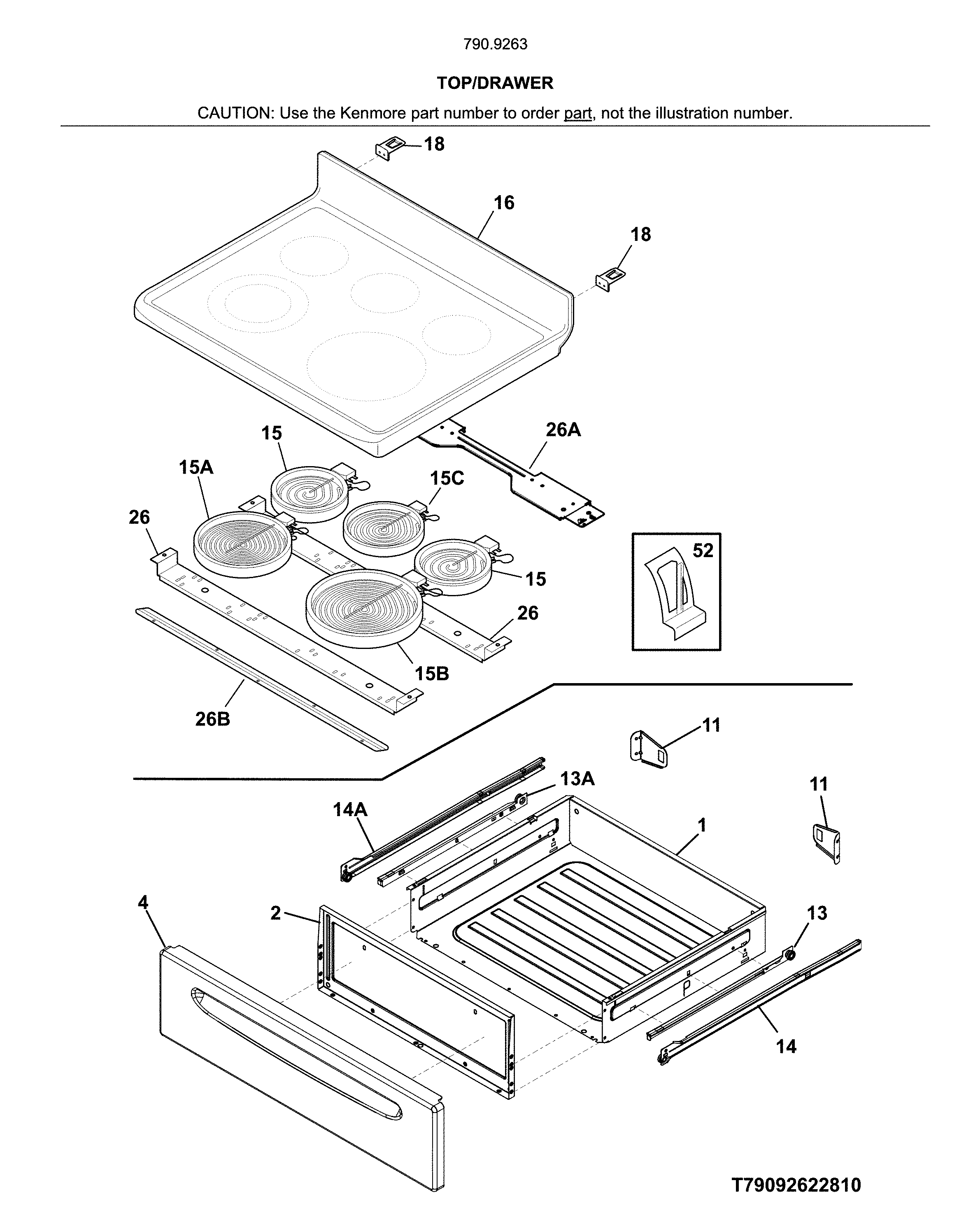 Kenmore 79092632810 top/drawer diagram