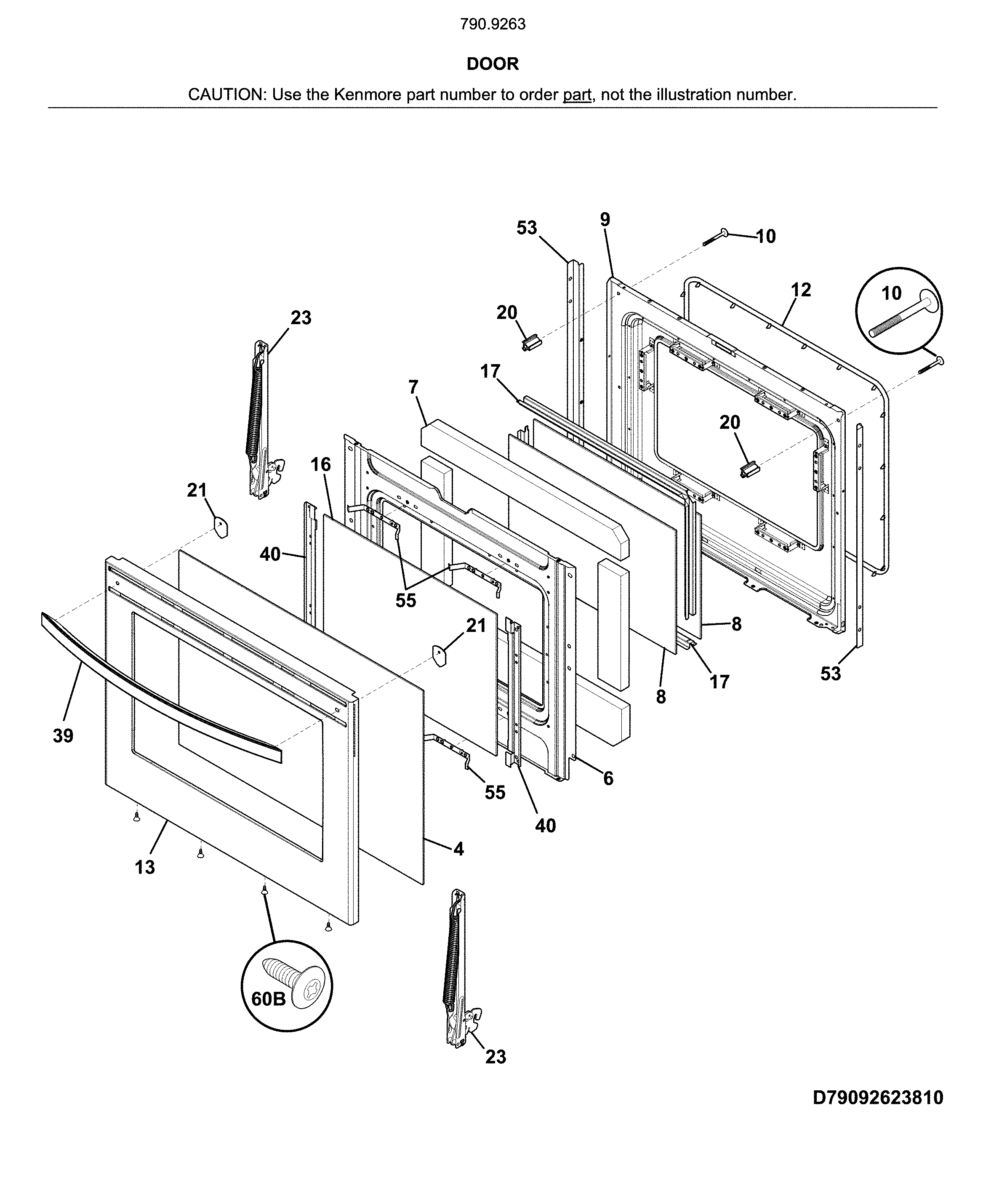 Kenmore 79092633810 door diagram