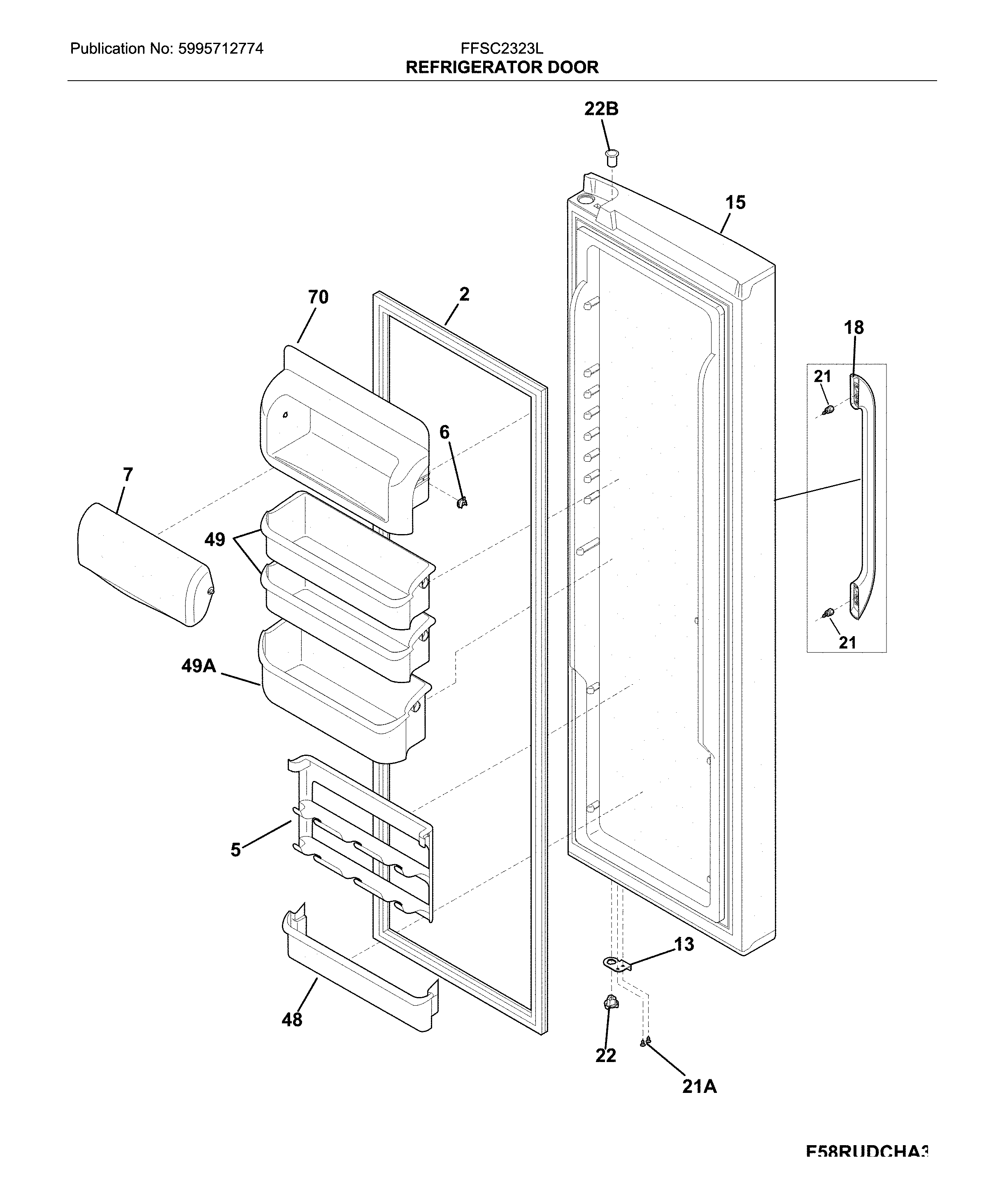 Frigidaire FFSC2323LECA fresh food door diagram