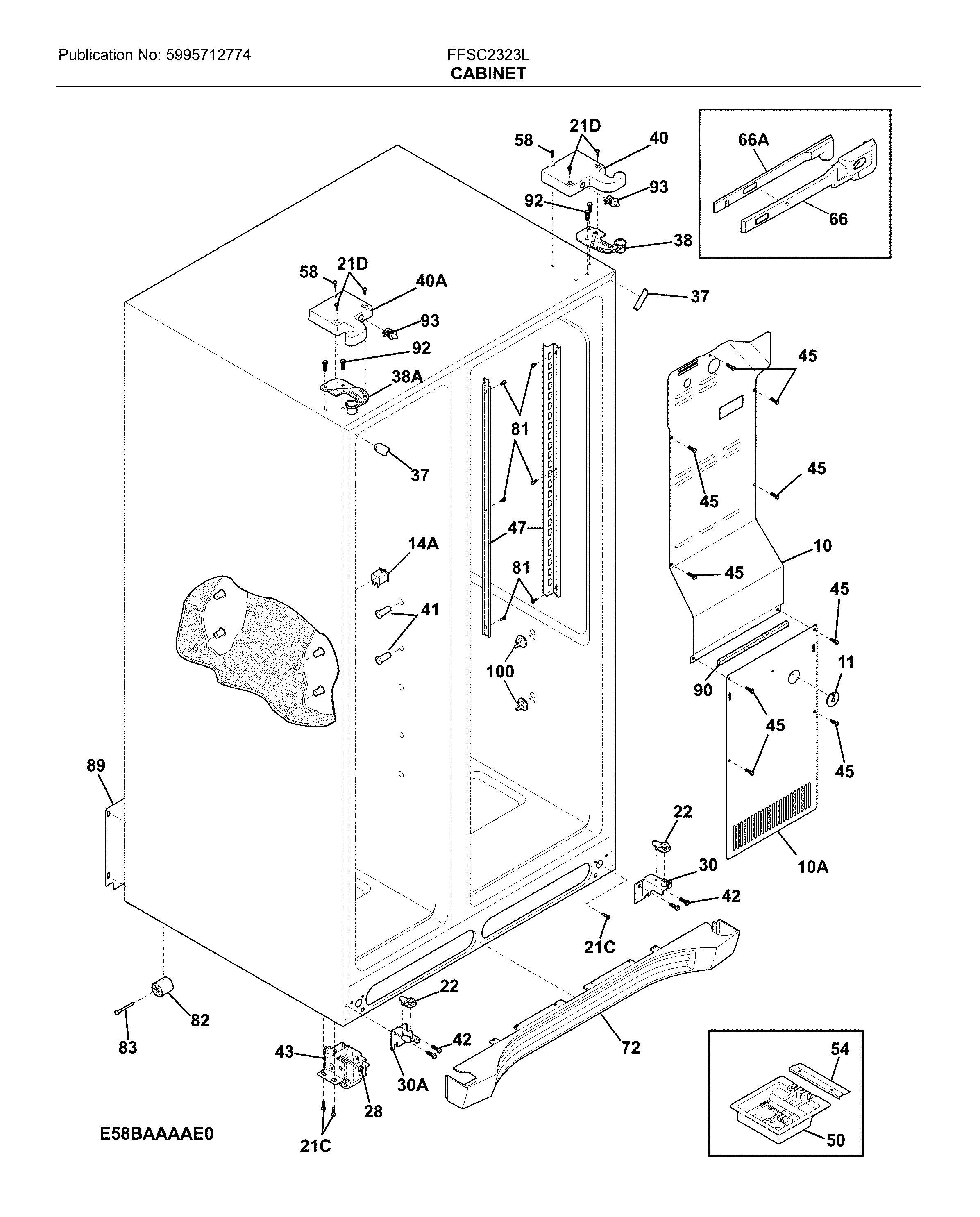 Frigidaire FFSC2323LECA cabinet diagram