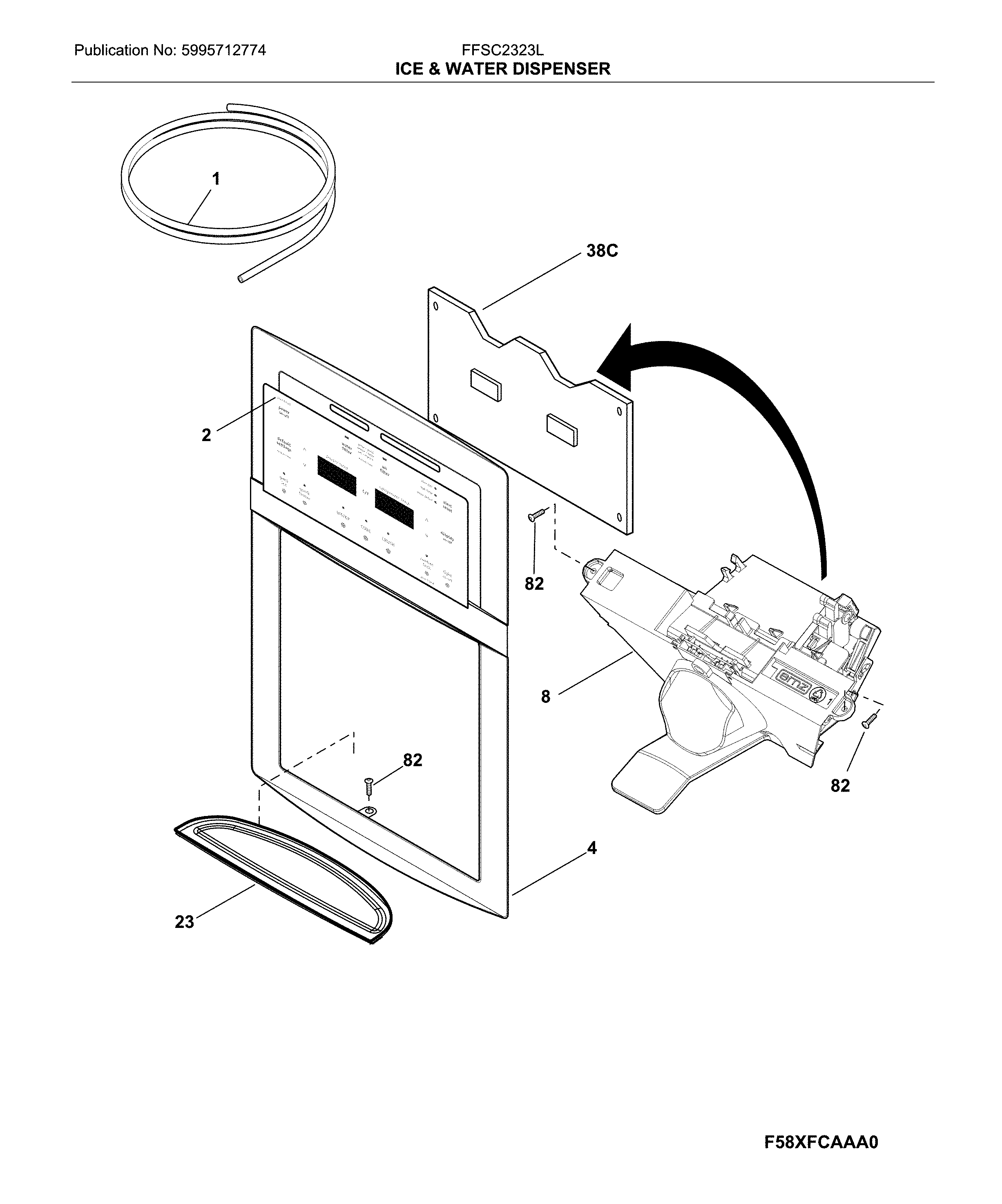 Frigidaire FFSC2323LECA dispenser diagram