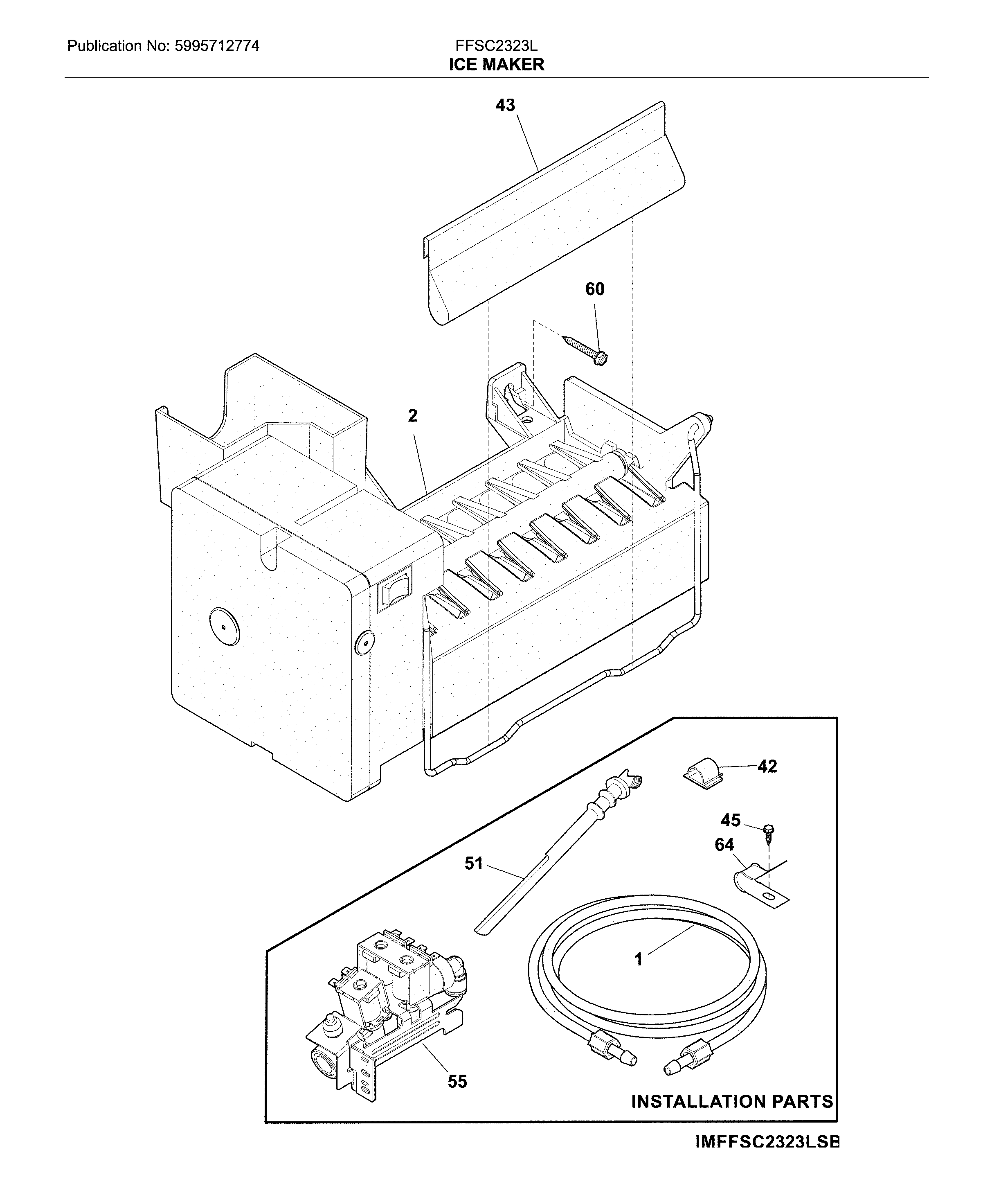 Frigidaire FFSC2323LECA ice maker diagram