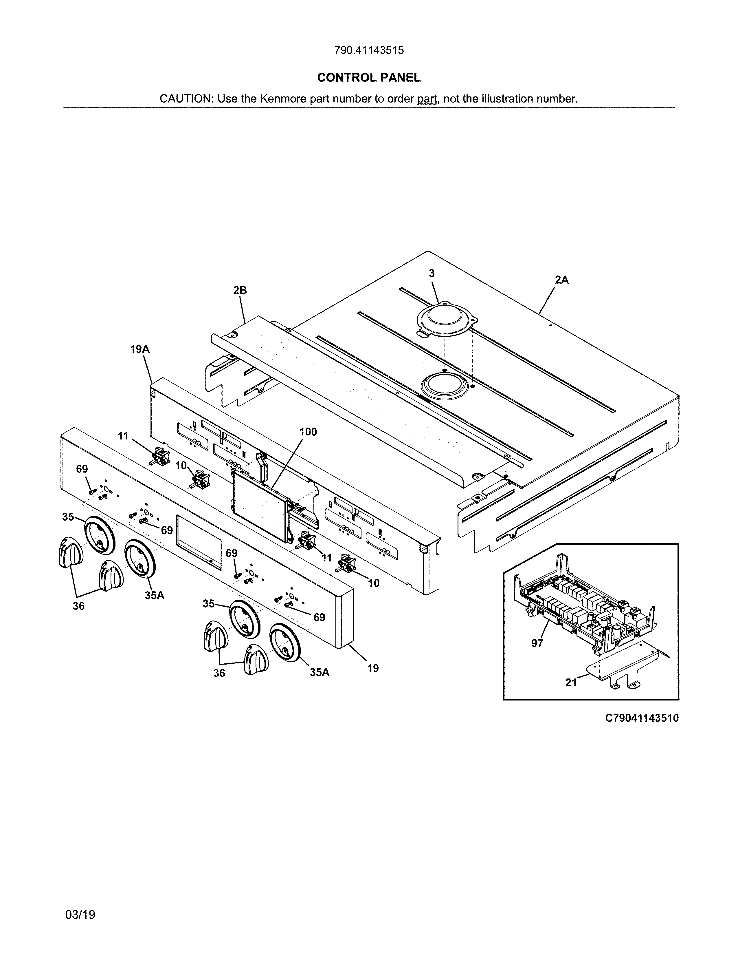 Kenmore Pro 79041143515 control panel diagram