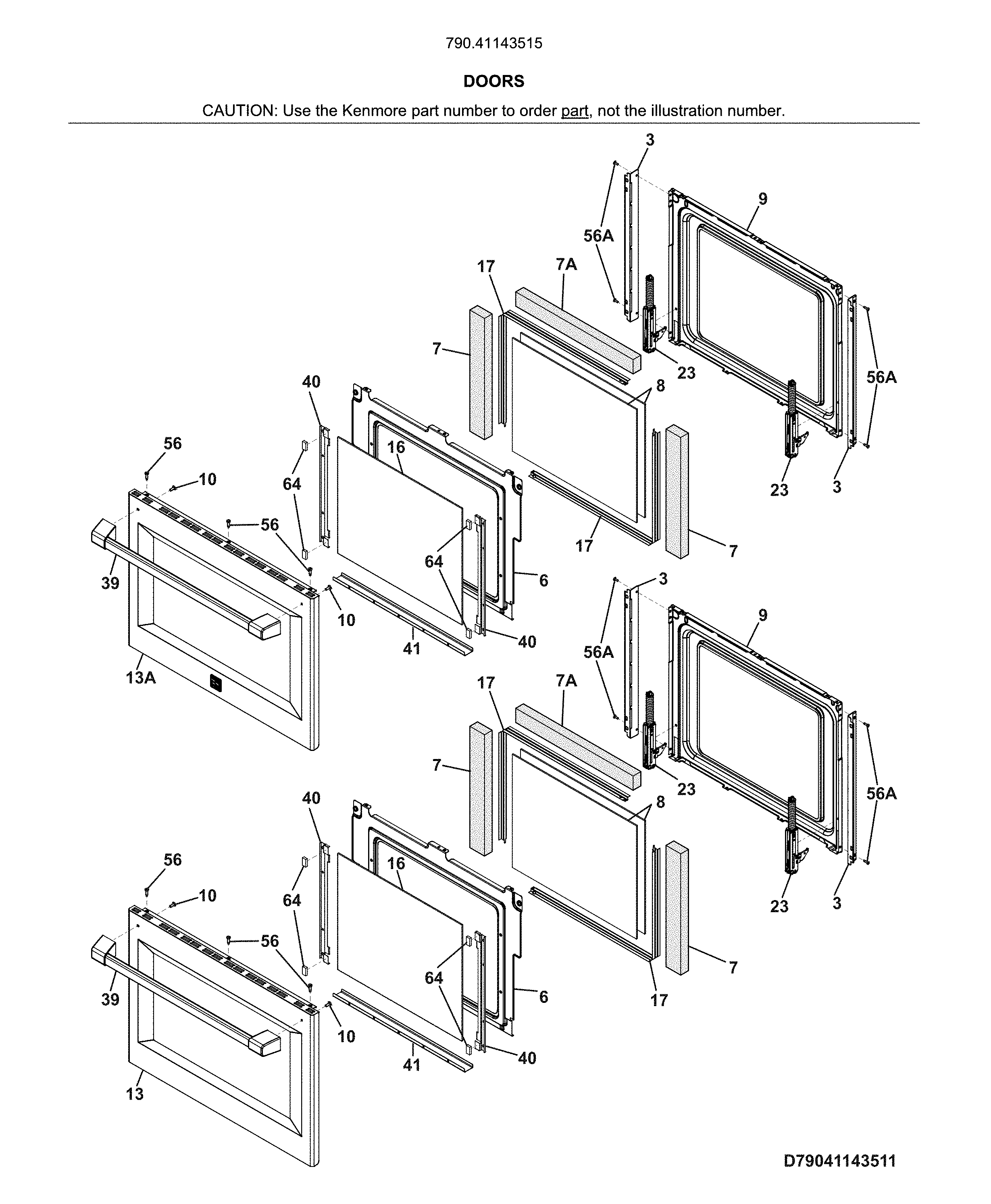 Kenmore Pro 79041143515 doors diagram