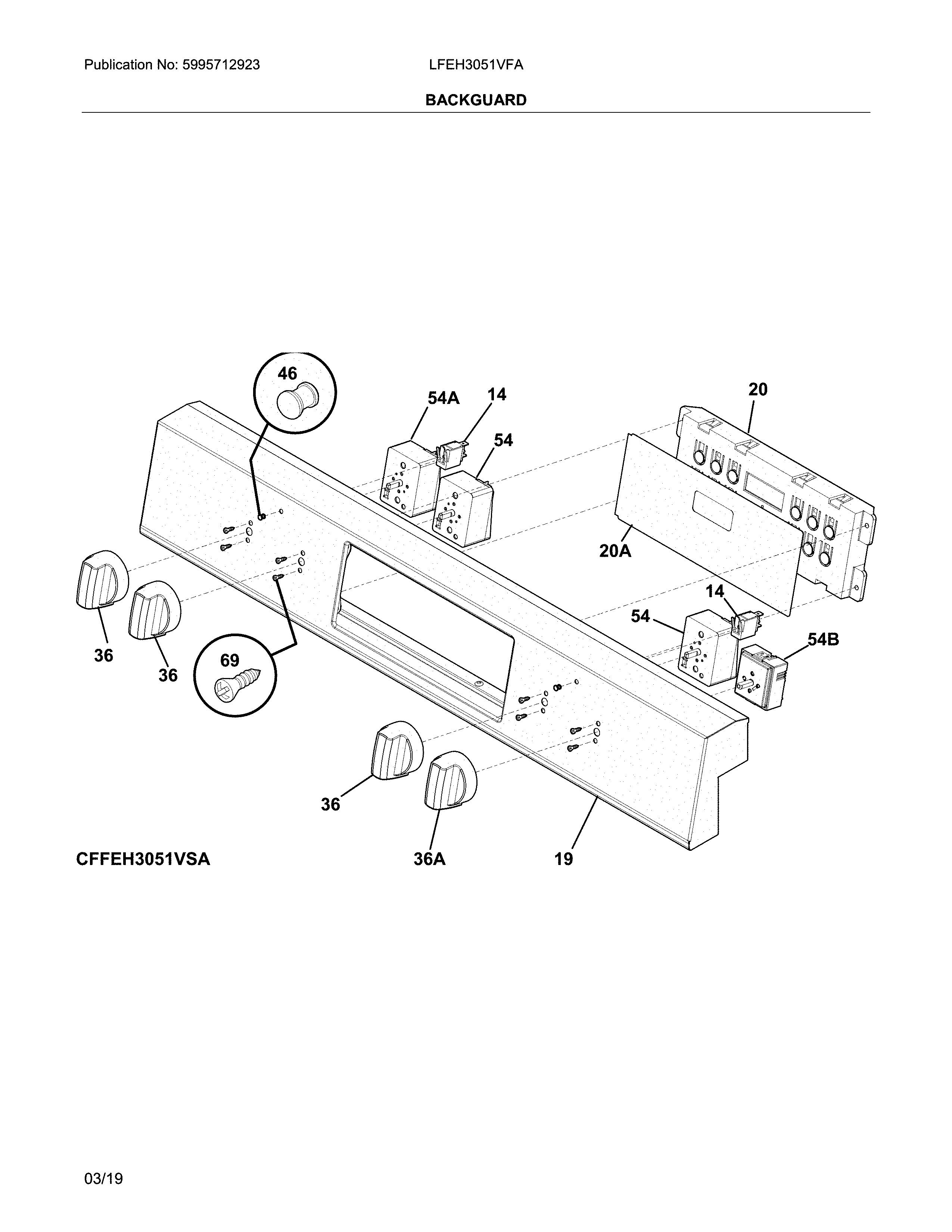 Frigidaire LFEH3051VFA backguard diagram