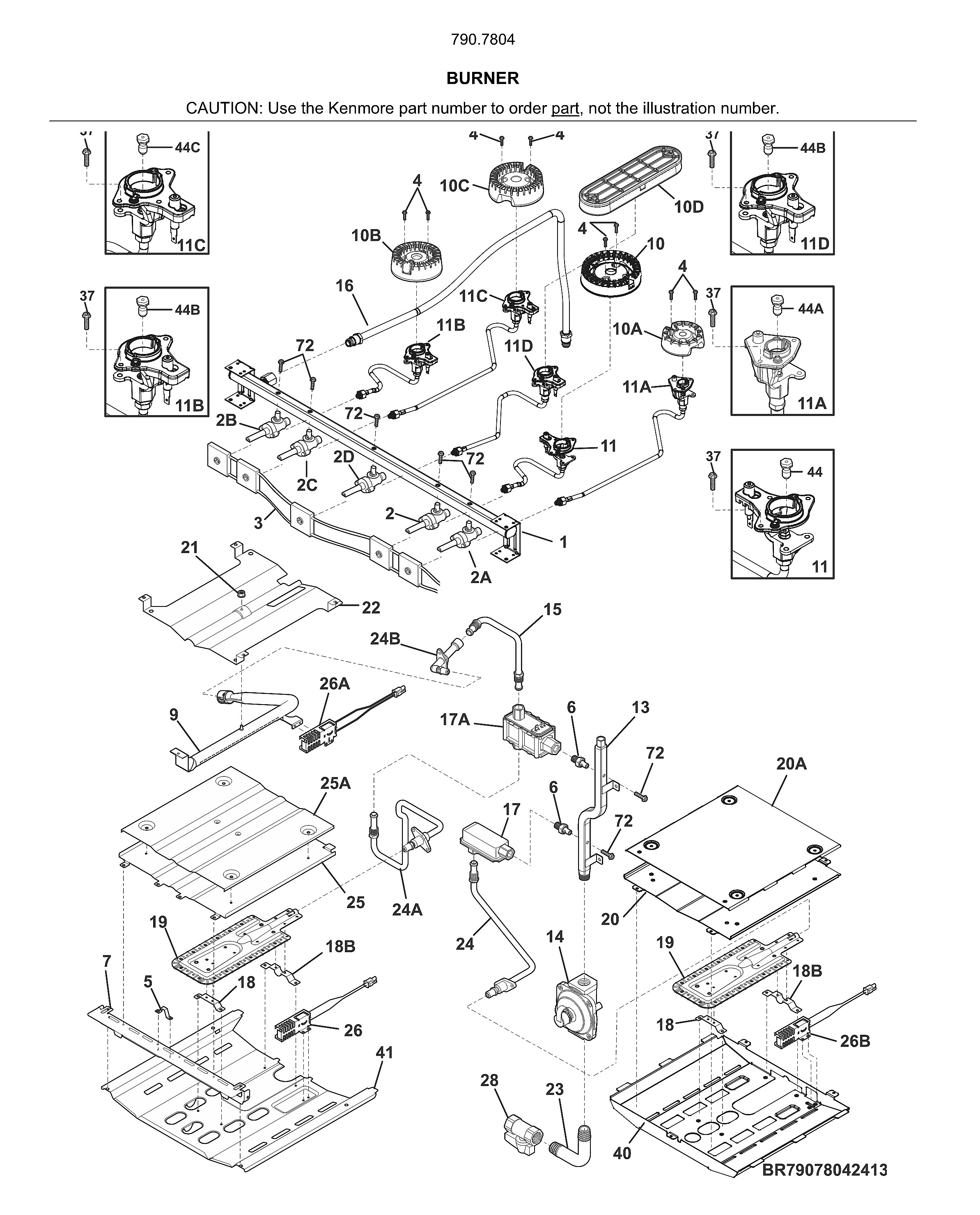 Kenmore 79078049414 burner diagram