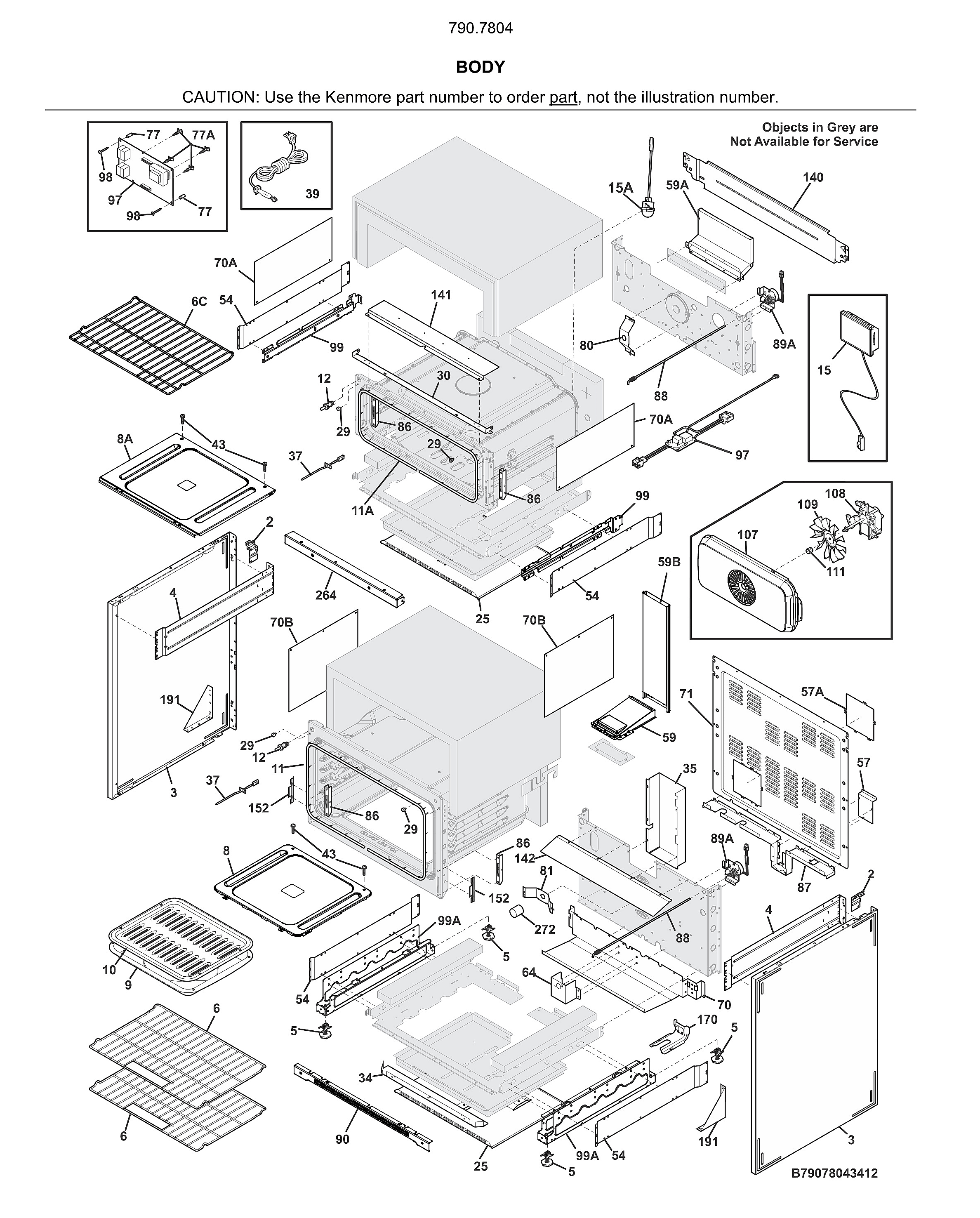 Kenmore 79078049414 body diagram